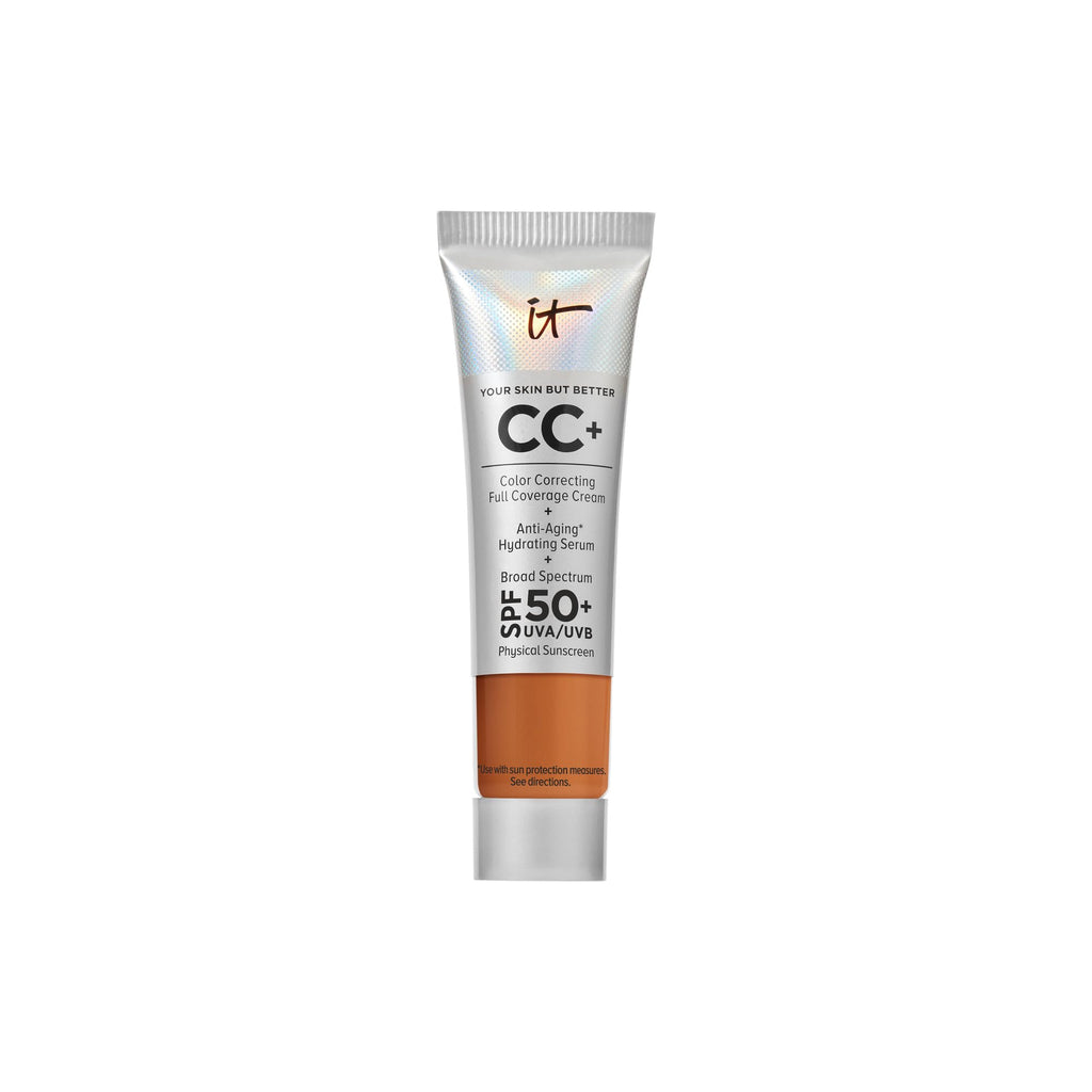 IT Cosmetics CC+ Cream Travel (Rich) – Natural Full Coverage Foundation with SPF 50+ | Hydrating Anti-Aging Serum (0.4 fl oz)