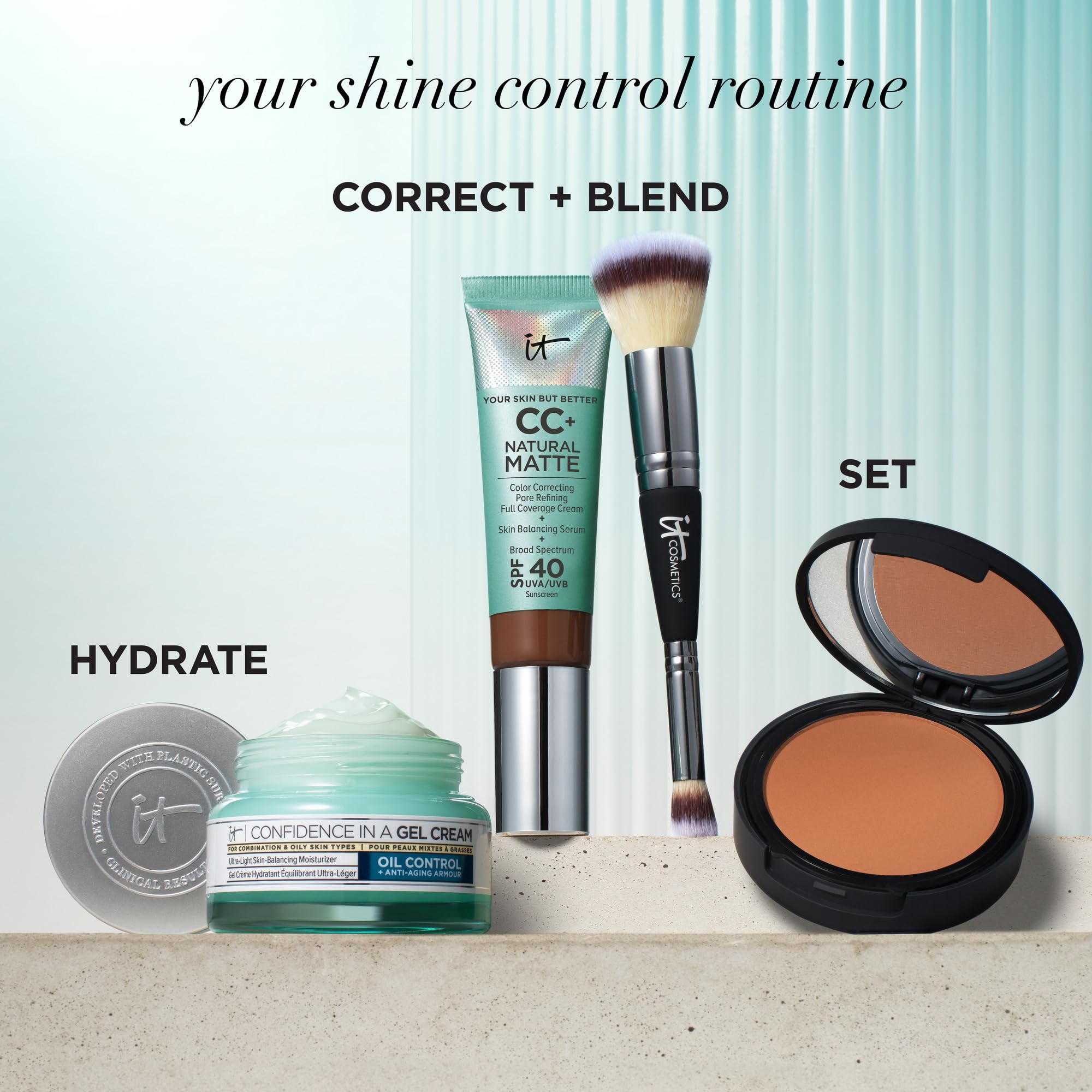 IT Cosmetics CC+ Cream Natural Matte (Fair) – Poreless Full Coverage SPF 40, 16HR Shine Control