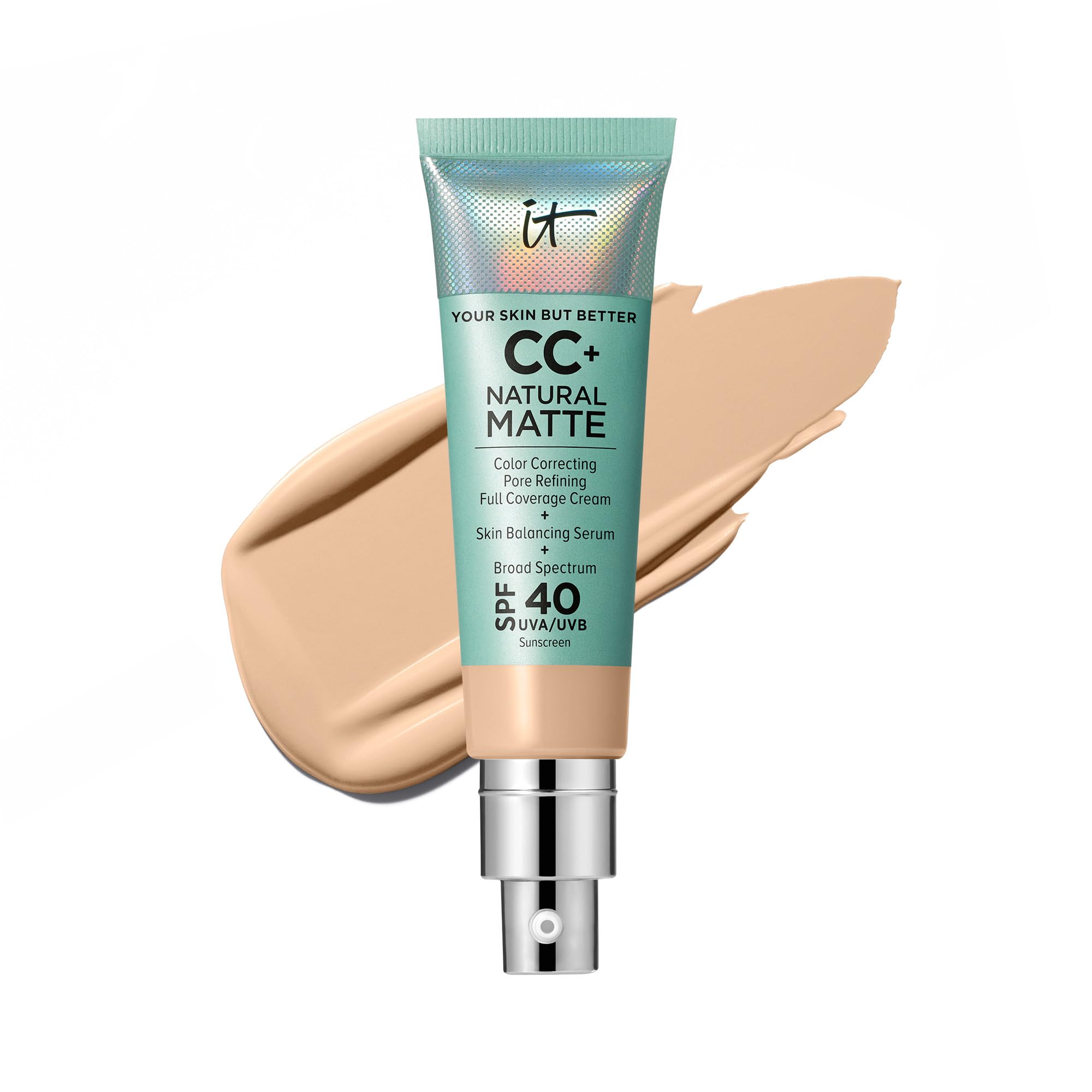 IT Cosmetics CC+ Cream Natural Matte Light SPF 40 | Poreless Full-Coverage Foundation