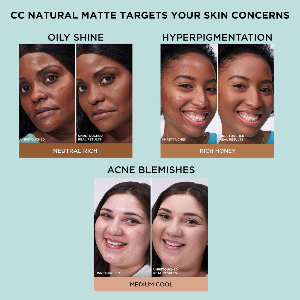 IT Cosmetics CC+ Cream Natural Matte Fair Warm SPF 40 | Poreless Full-C Coverage Matte Foundation