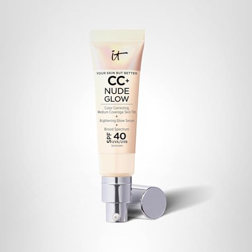 IT Cosmetics CC+ Nude Glow Fair Ivory — SPF 40 Medium Coverage Skin Tint with 2% Niacinamide + Hyaluronic Acid
