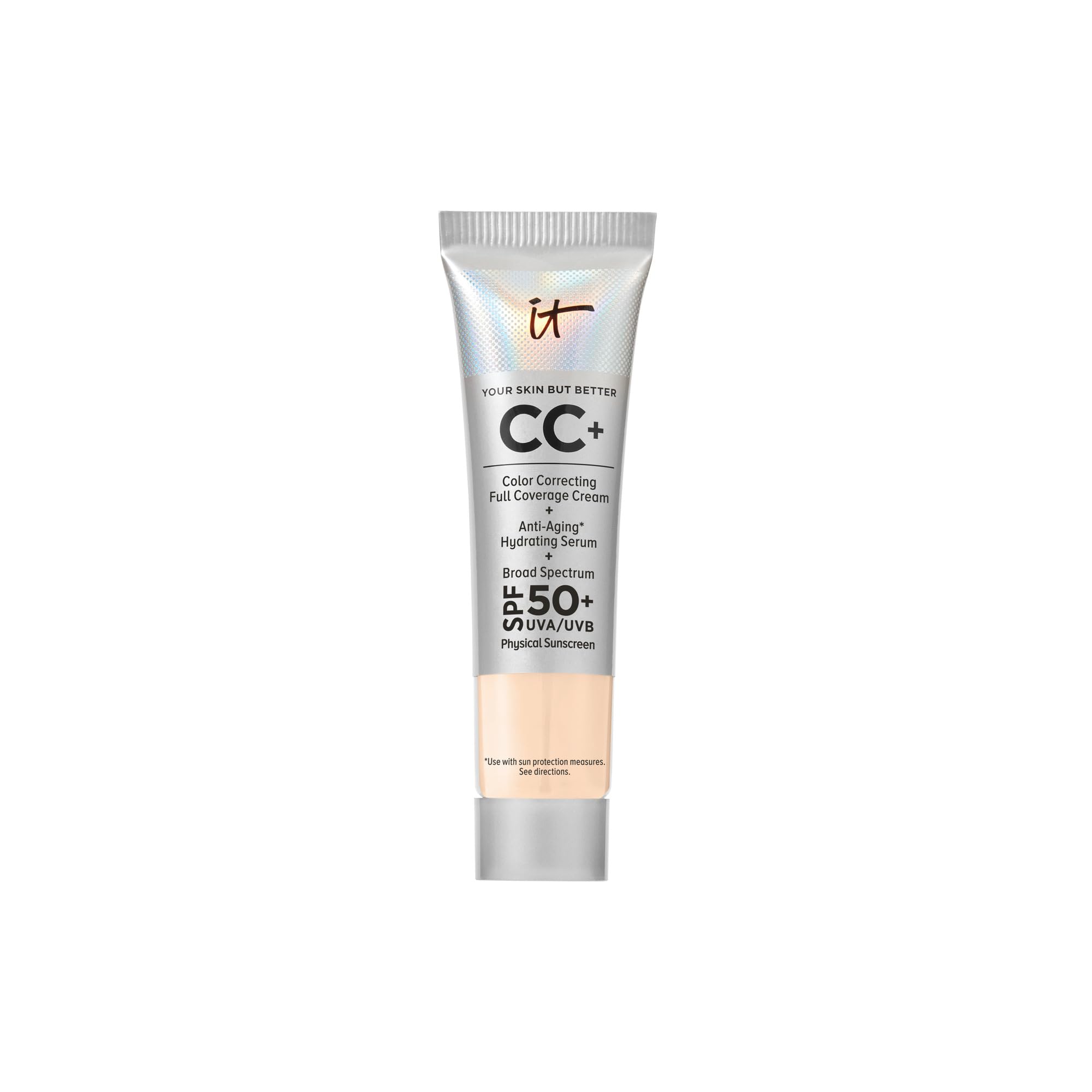IT Cosmetics CC+ Cream Travel (Fair Warm) – SPF 50+ Full Coverage Foundation + Hydrating Anti-Aging Serum