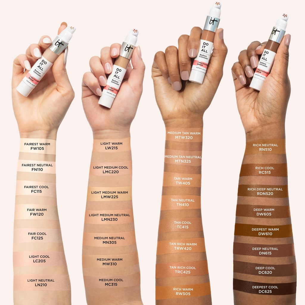 IT Cosmetics Do It All Radiant Concealer — Deepest Warm, 0.2 oz | Creaseless Medium Coverage & Hydration