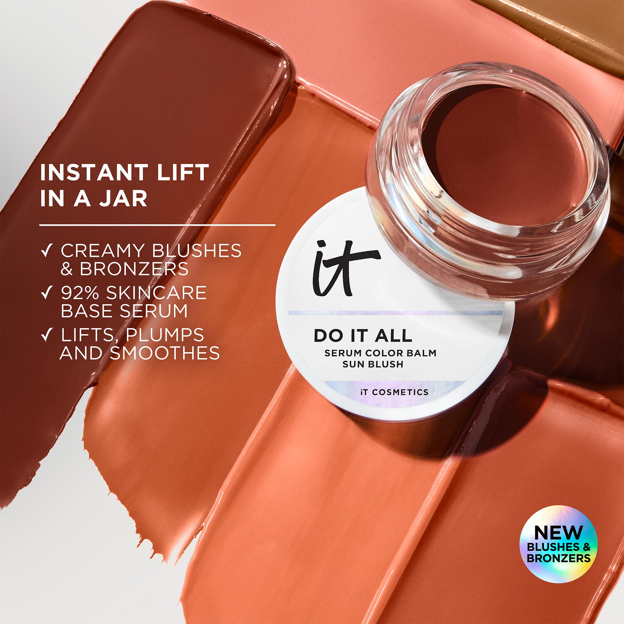 IT Cosmetics Do It All Serum Color Balm Sun Rush – Blendable Blush & Bronzer, 24HR Hydration
