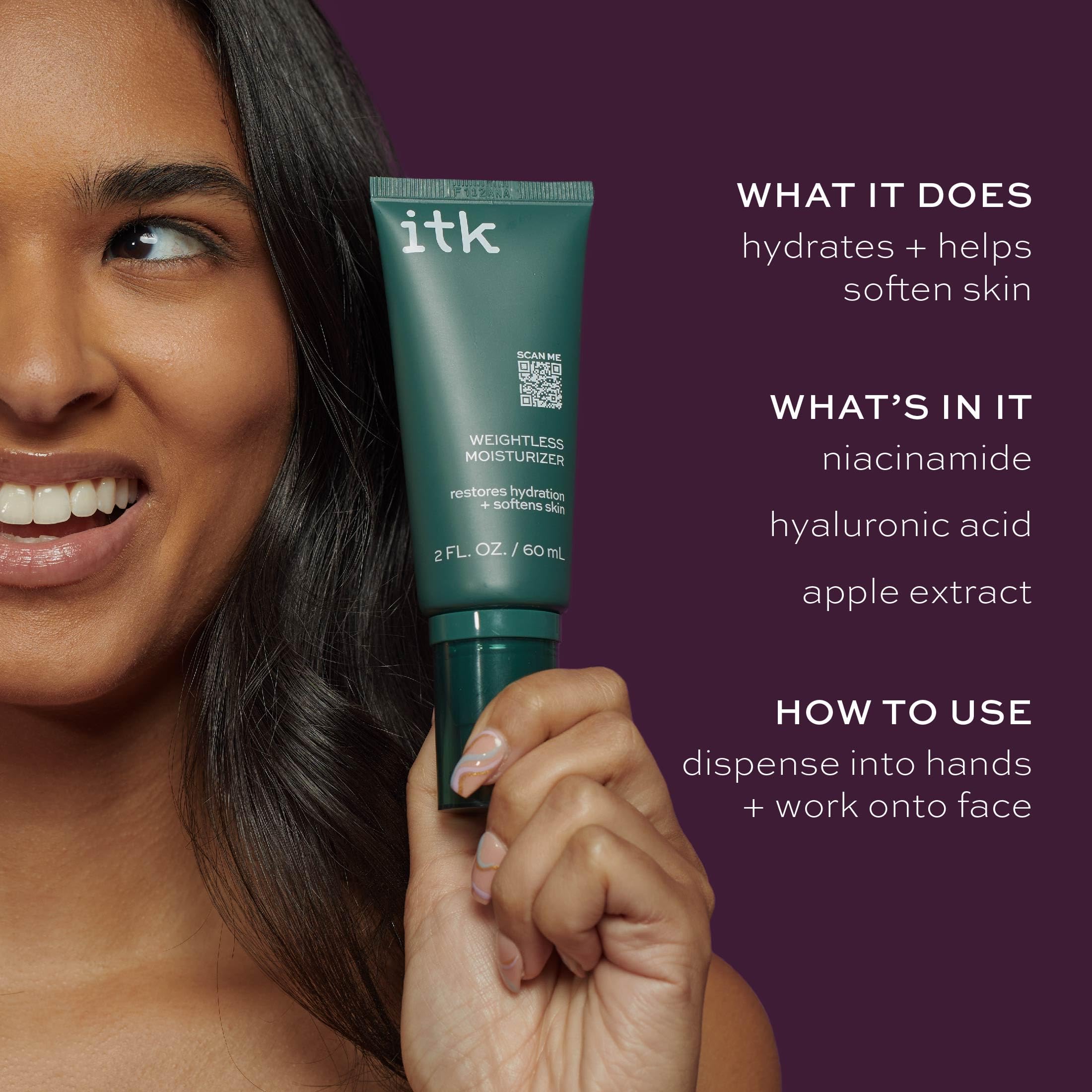 ITK Skincare 2-in-1 Milk-To-Foam Cleanser + Weightless Hydrating Moisturizer | Makeup Remover & Hydration Set