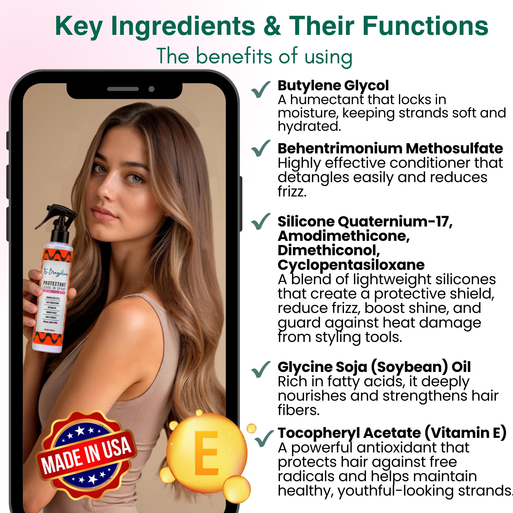 IT'S BRAZILIAN Leave In Conditioner Spray – Detangle, Hydrate & Frizz Control (All Hair Types) – Paraben Free