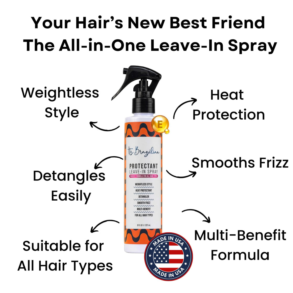 IT'S BRAZILIAN Leave In Conditioner Spray – Detangle, Hydrate & Frizz Control (All Hair Types) – Paraben Free