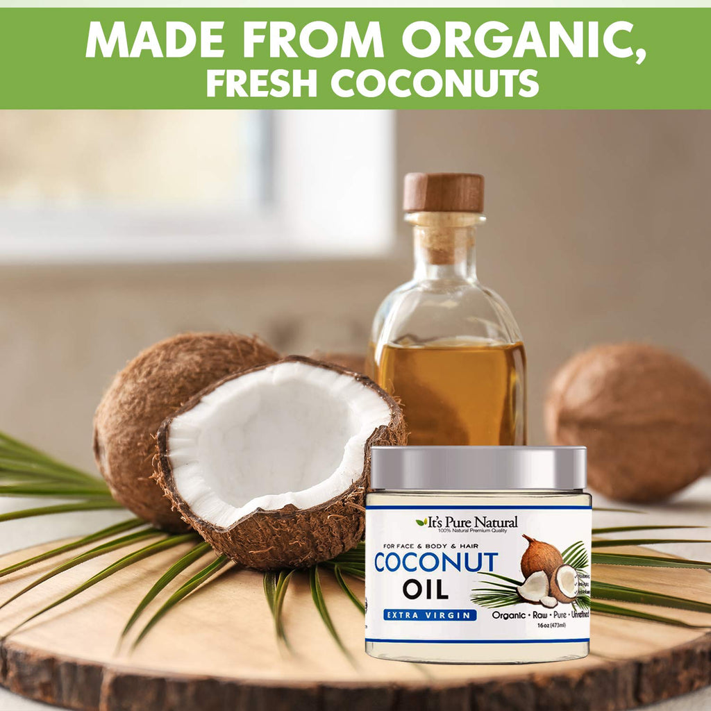 It's Pure Natural Extra Virgin Coconut Oil (16 oz) – Skin, Hair, Cuticles & Massage