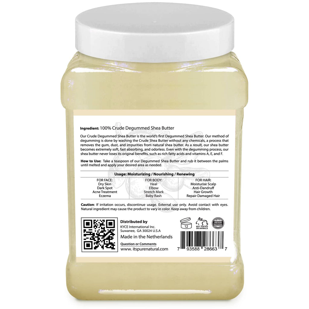 It's Pure Natural - World's First Crude Degummed African Ivory Shea Butter (64 oz) – 100% Pure & Natural Body Butter