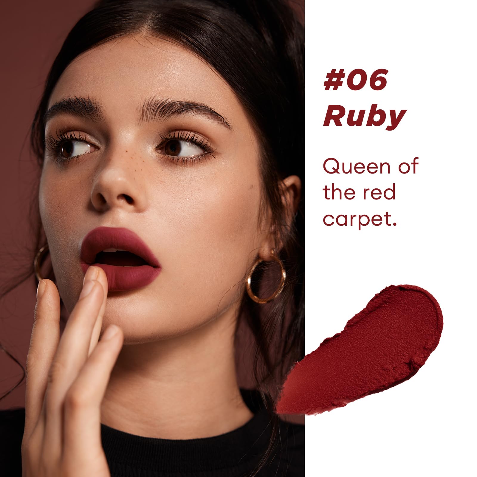 ITY Velvet Matte Lip Stain Mousse - Ruby Red Lip Clay, Conceals Lip Lines, Rich Pigment, 0.14 oz
