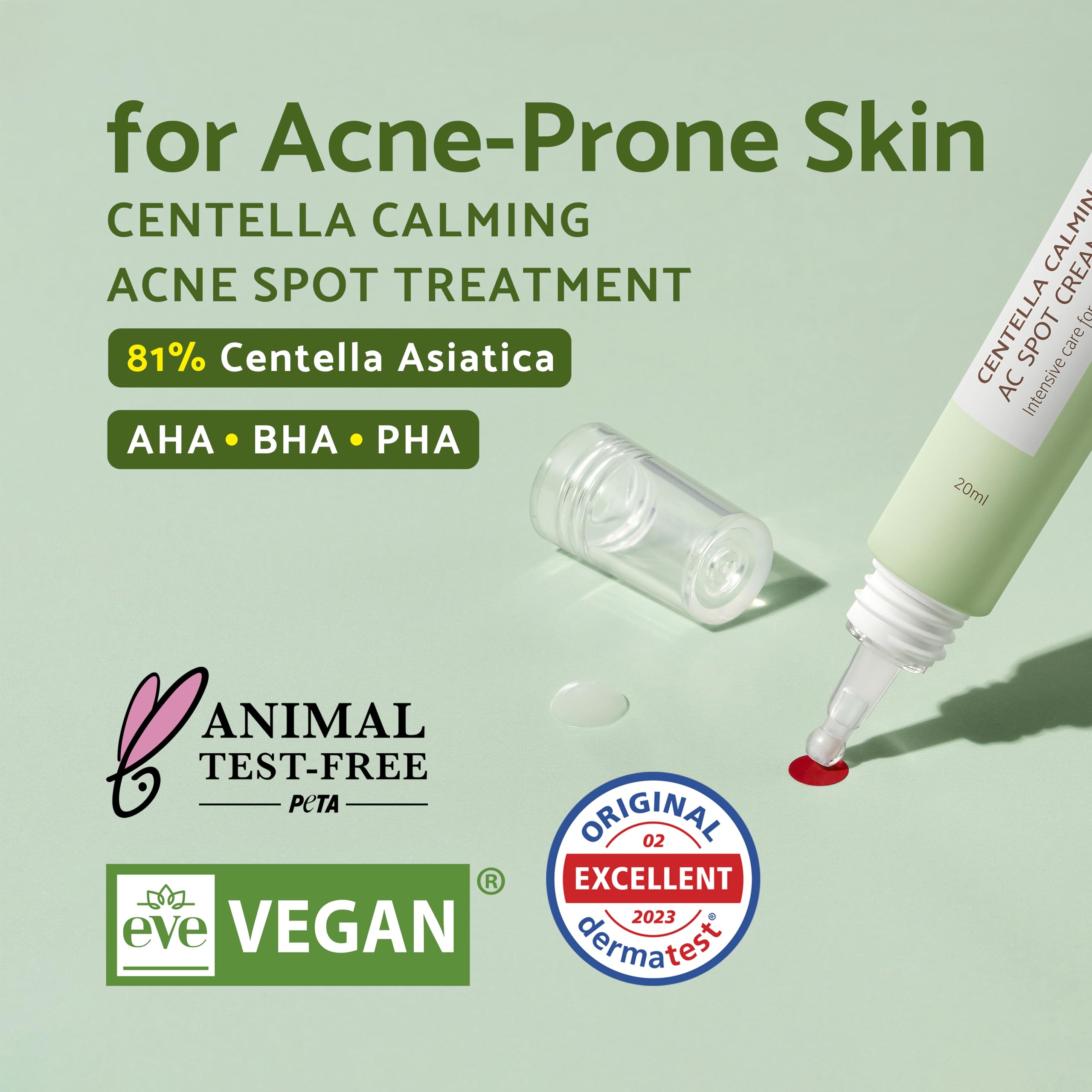 IUNIK 81% Centella Calming Gel Acne Spot Cream — Oil-Free, AHA/BHA/PHA, Niacinamide, Tea Tree