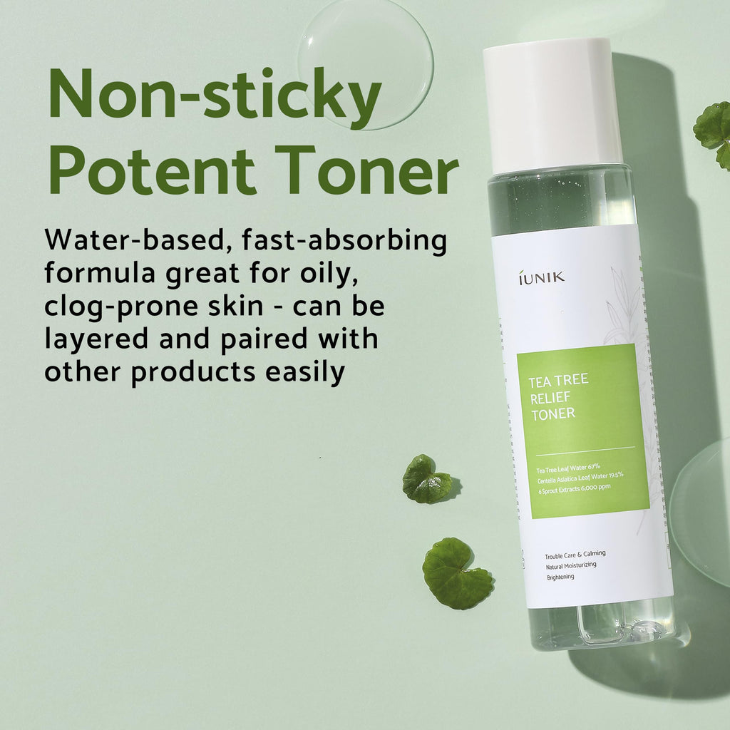 IUNIK Tea Tree Relief Toner – Vegan, Sensitive Skin, 67% Tea Tree Water + 19.5% Centella