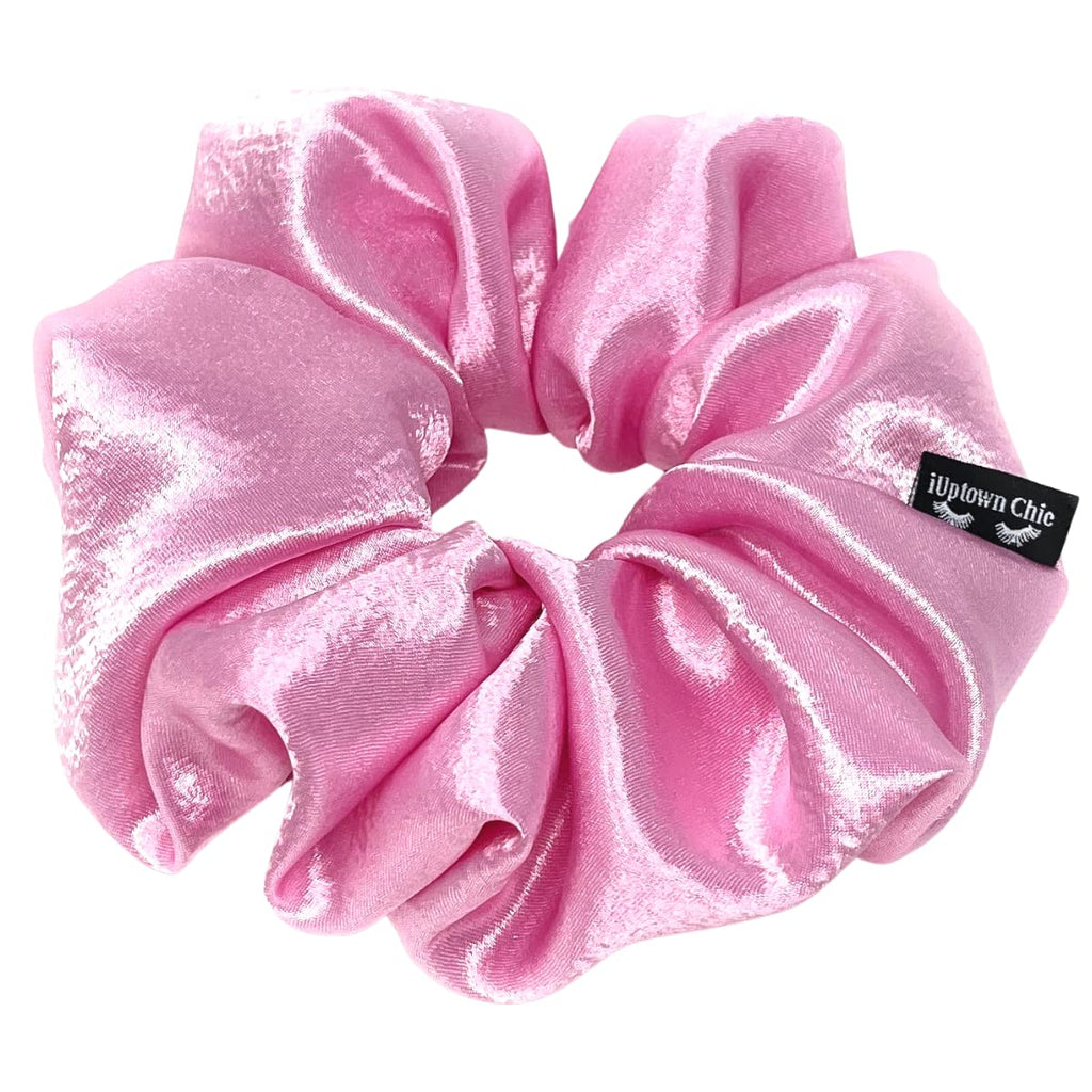 Iuptown Chic Jumbo Satin Scrunchies XL – Frizz Prevention & Sleep Hair Holder (Pink)