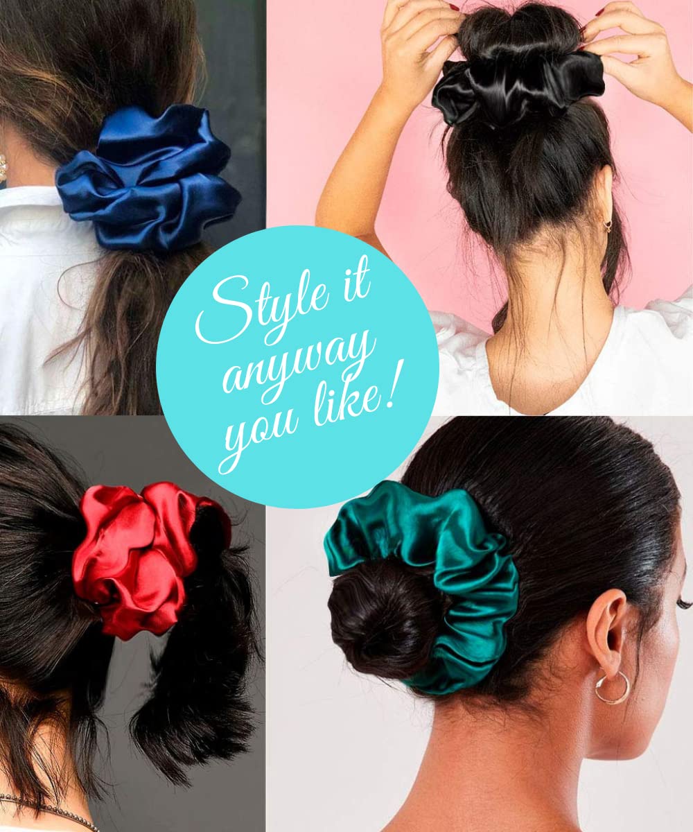Iuptown Chic Jumbo Satin Scrunchies – Oversized Gold Hair Ties for Women & Girls