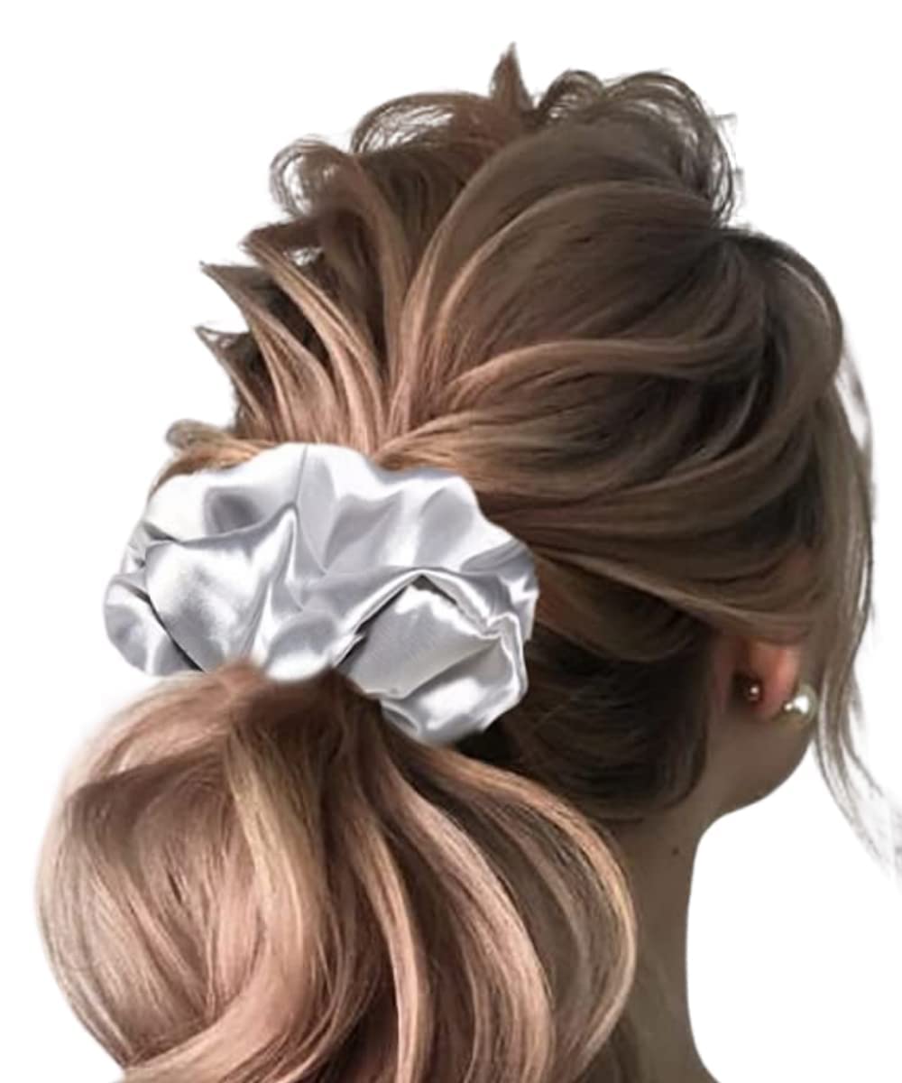 Iuptown Chic Jumbo Satin Scrunchies – Oversized Gold Hair Ties for Women & Girls