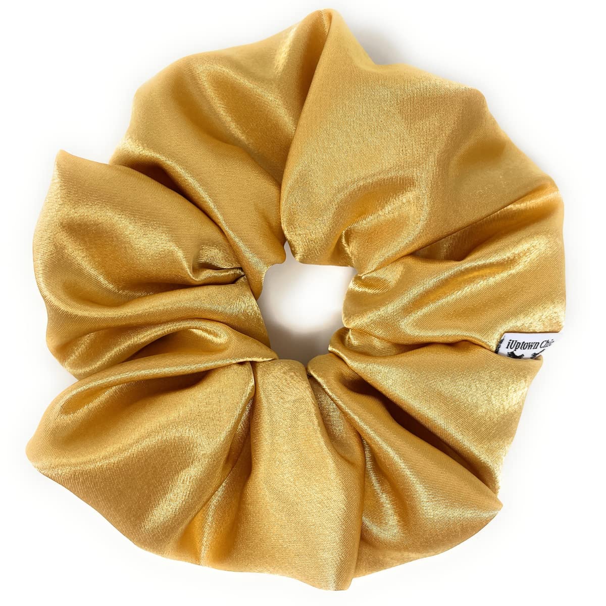 Iuptown Chic Jumbo Satin Scrunchies – Oversized Gold Hair Ties for Women & Girls