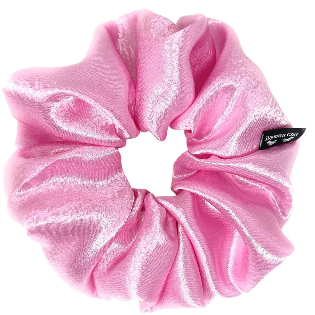 Iuptown Chic Jumbo Satin Scrunchies XL – Frizz Prevention & Sleep Hair Holder (Pink)