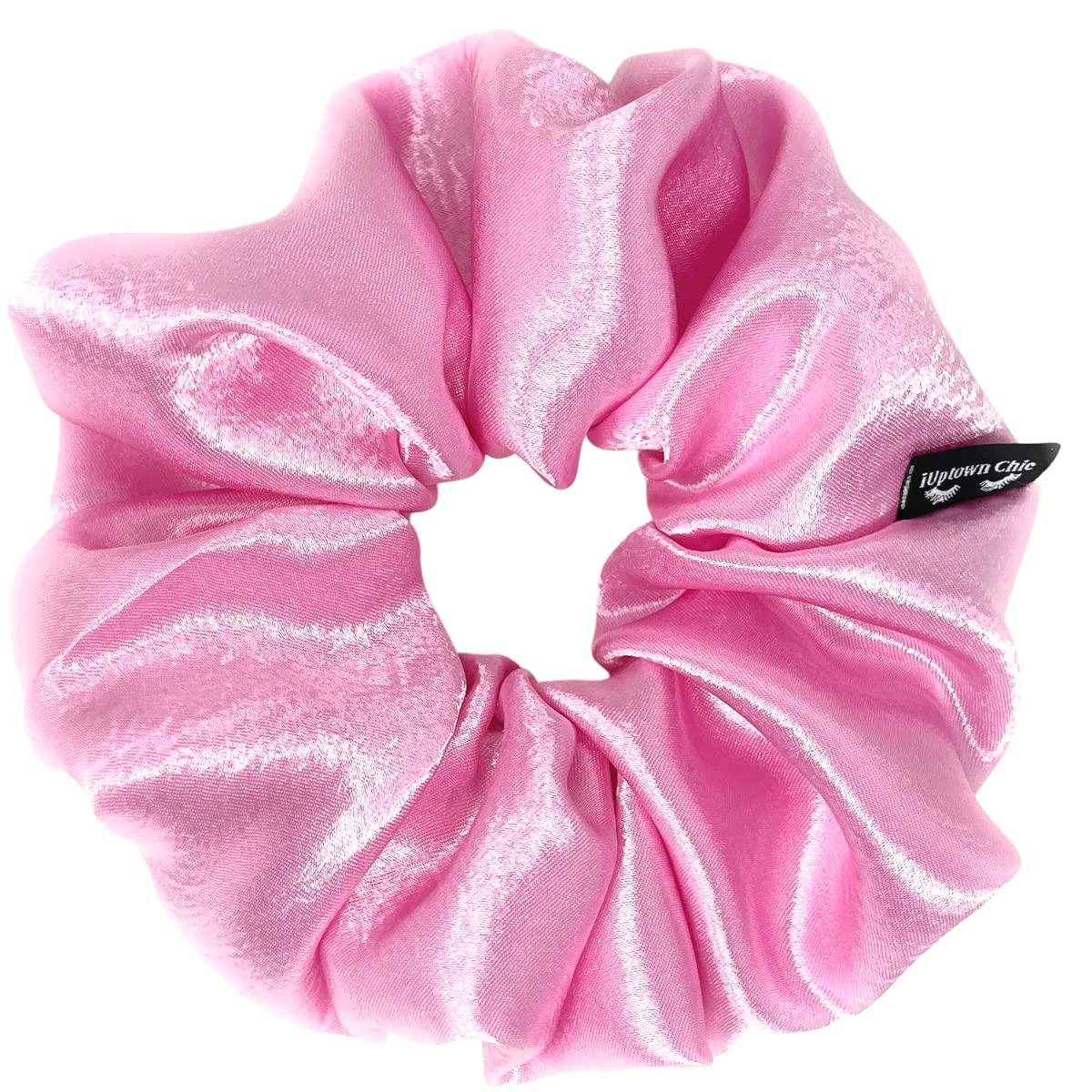 Iuptown Chic Jumbo Satin Scrunchies XL – Frizz Prevention & Sleep Hair Holder (Pink)