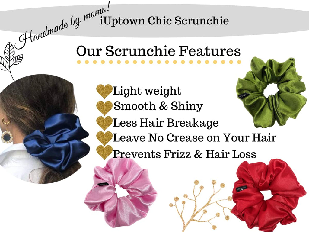 Iuptown Chic Jumbo Satin Scrunchies XL – Frizz Prevention & Sleep Hair Holder (Pink)