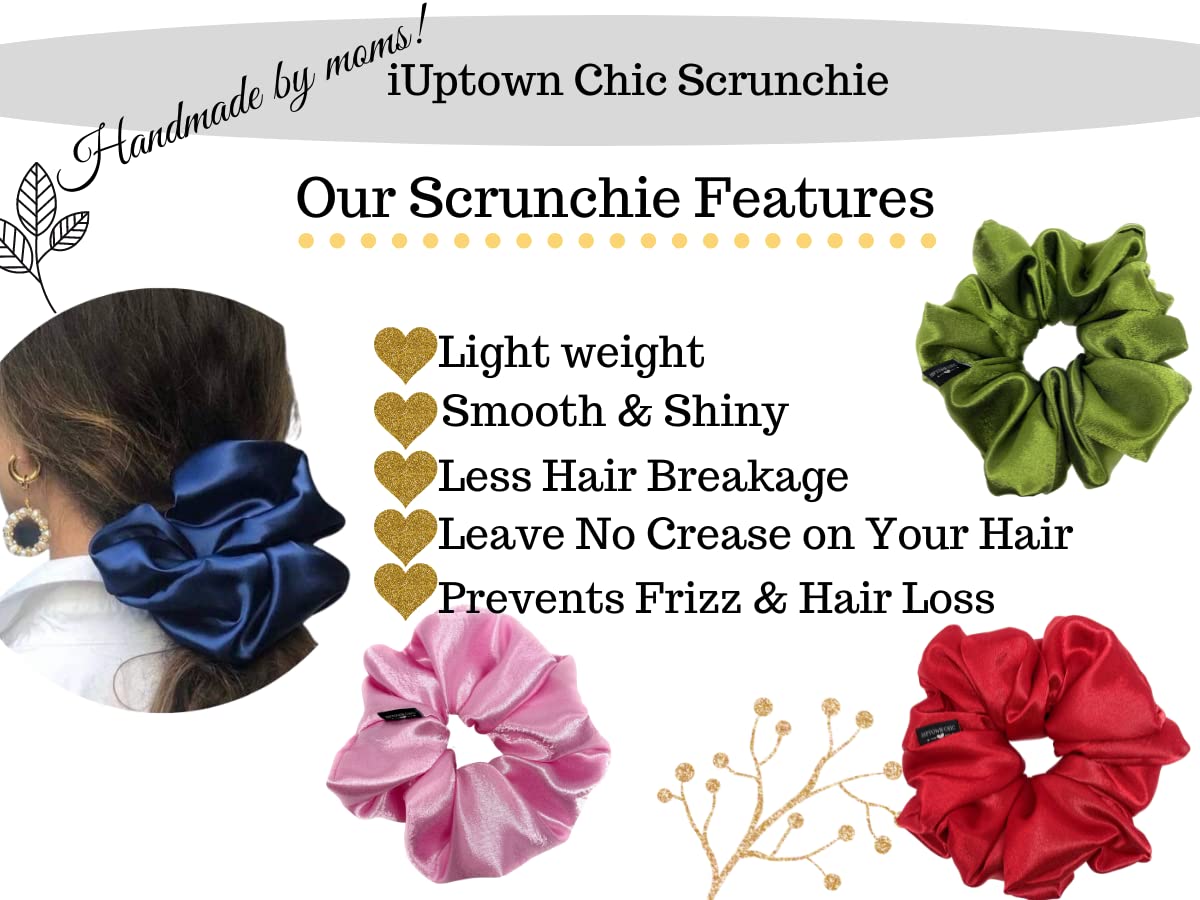 Iuptown Chic Jumbo Satin Scrunchies XL – Frizz Prevention & Sleep Hair Holder (Pink)