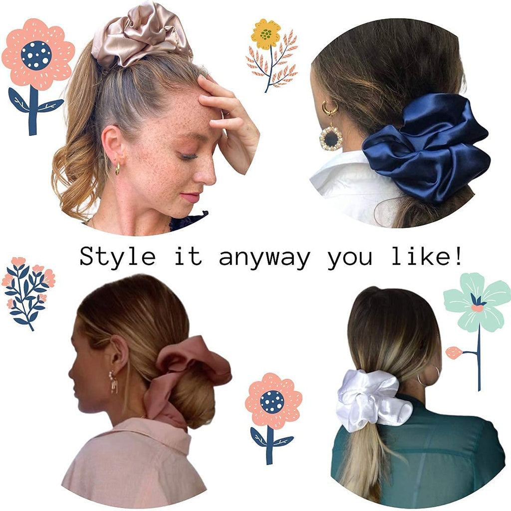 Iuptown Chic Jumbo Satin Scrunchies XL – Frizz Prevention & Sleep Hair Holder (Pink)