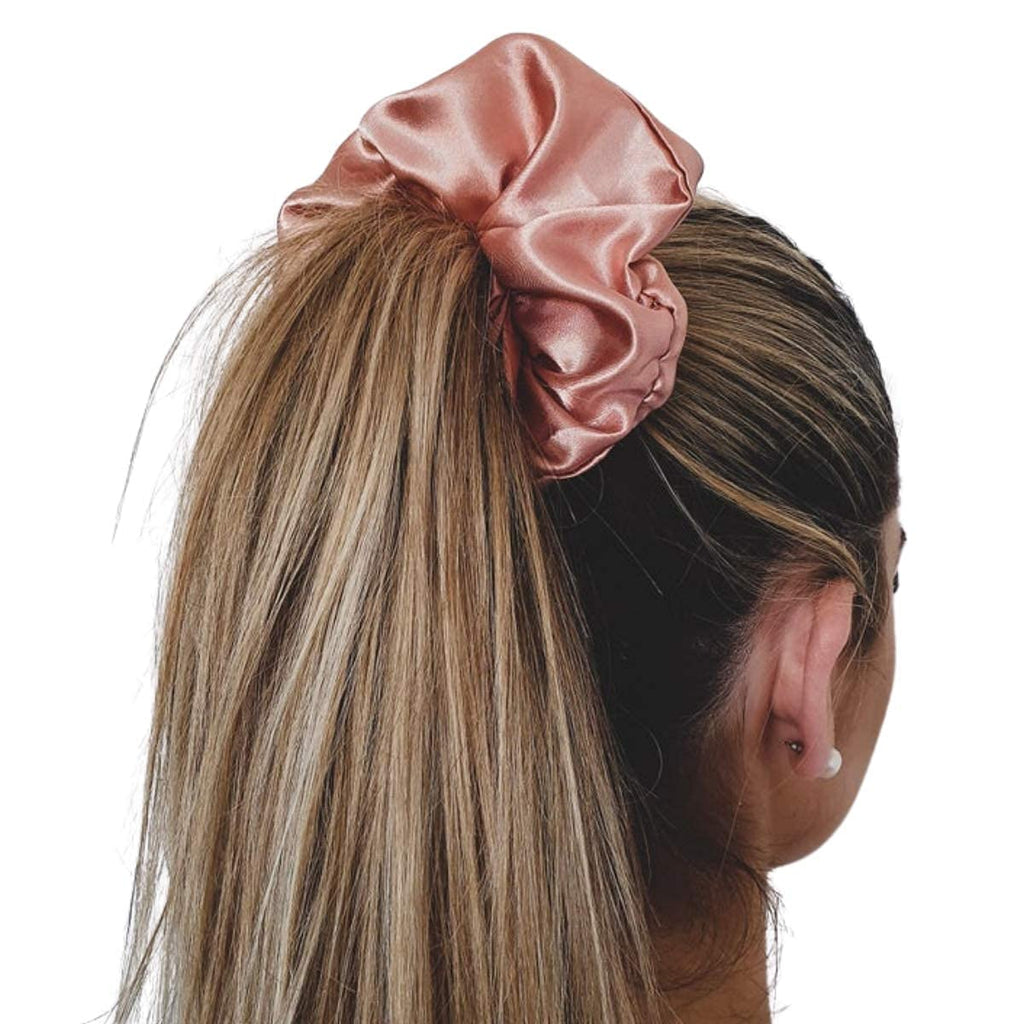 Iuptown Chic Jumbo Satin Scrunchies XL – Frizz Prevention & Sleep Hair Holder (Pink)