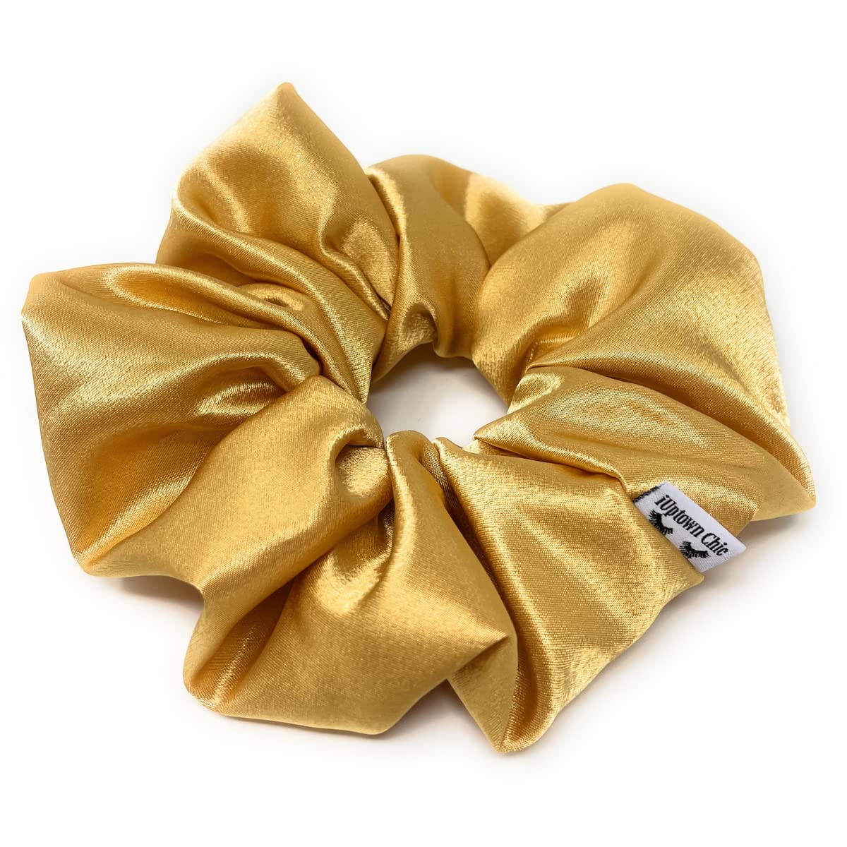Iuptown Chic Jumbo Satin Scrunchies – Oversized Gold Hair Ties for Women & Girls