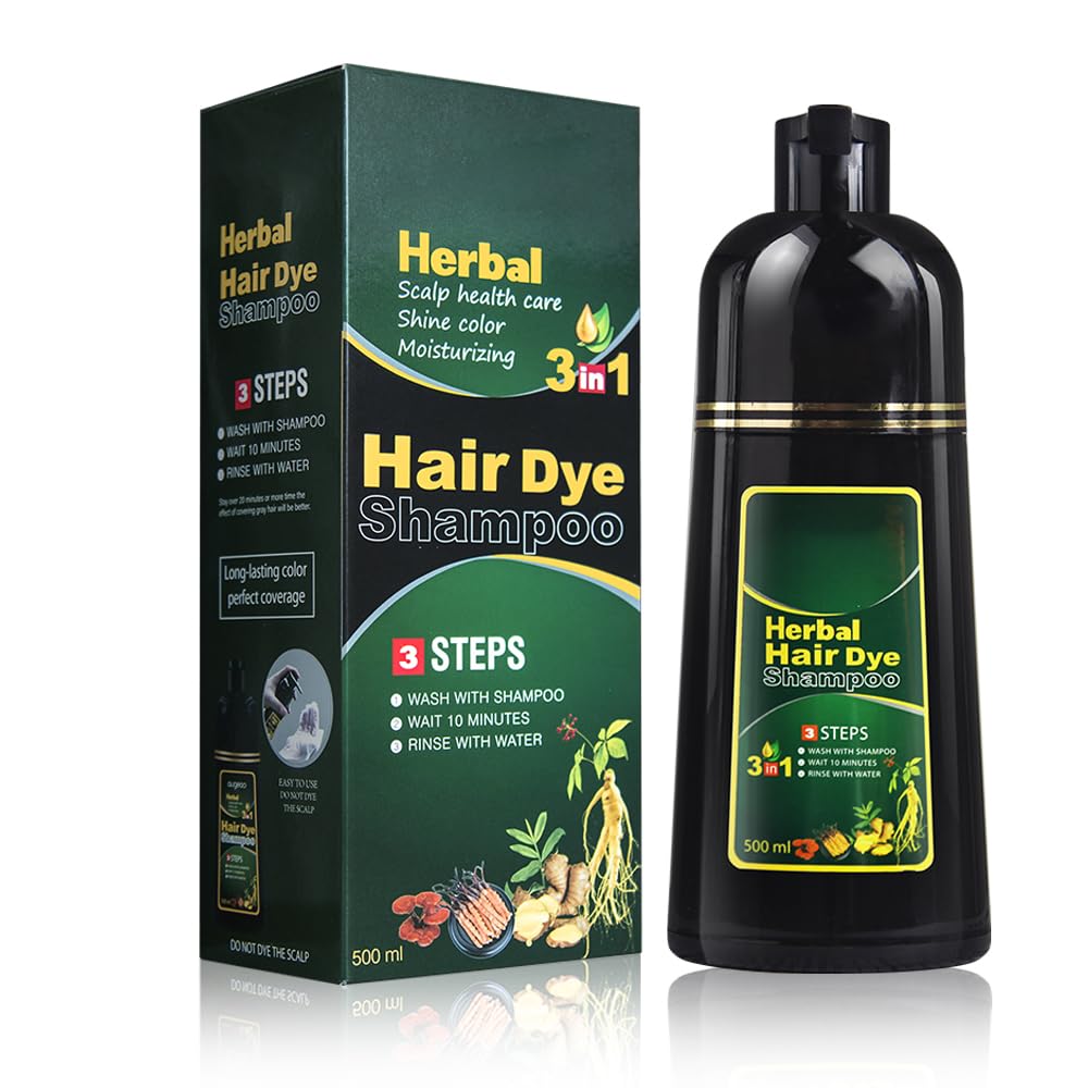 Ivnil Augeo Instant Hair Color Shampoo 3-in-1 for Men and Women – Black, 500ML