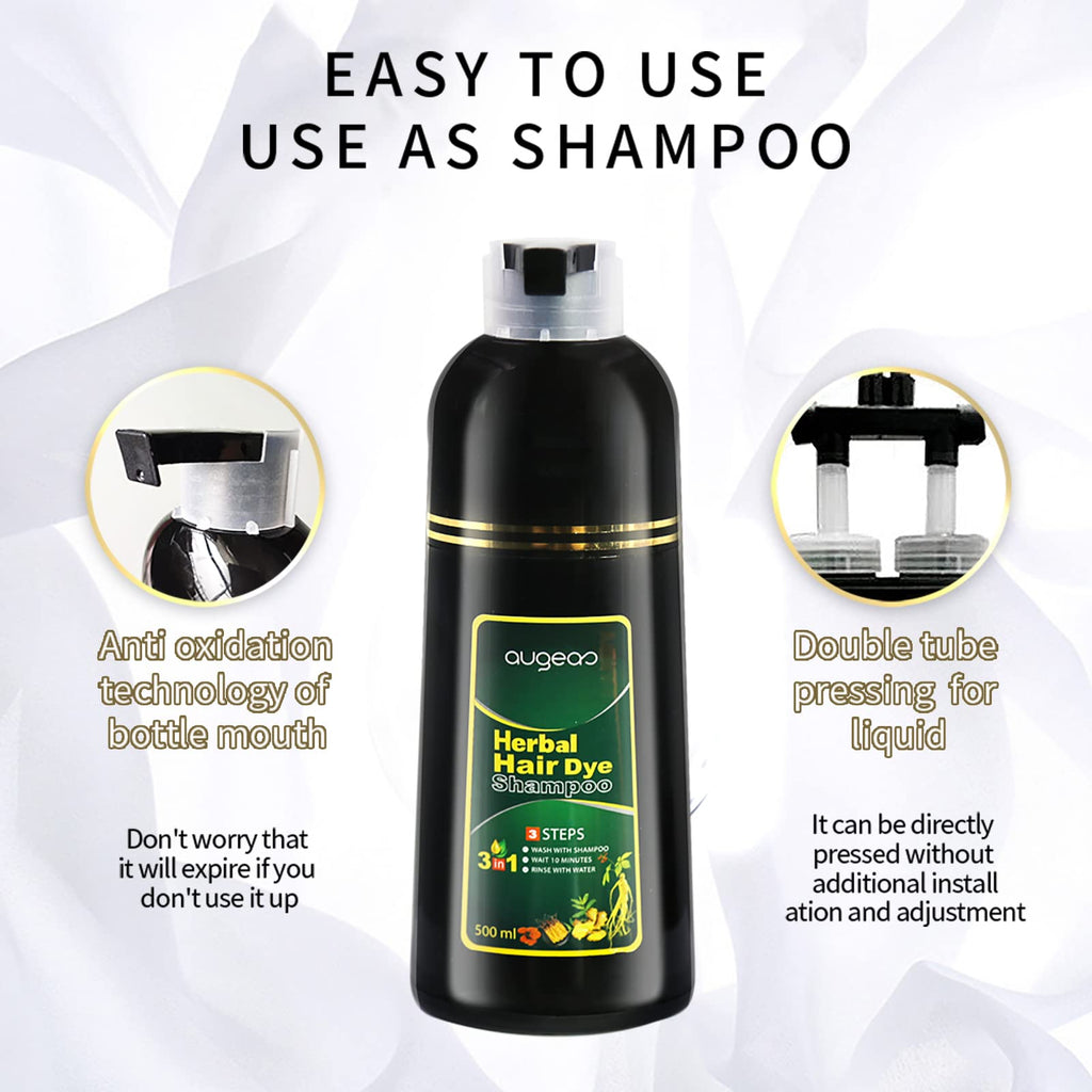 Ivnil Augeo Instant Hair Color Shampoo 3-in-1 for Men and Women – Black, 500ML
