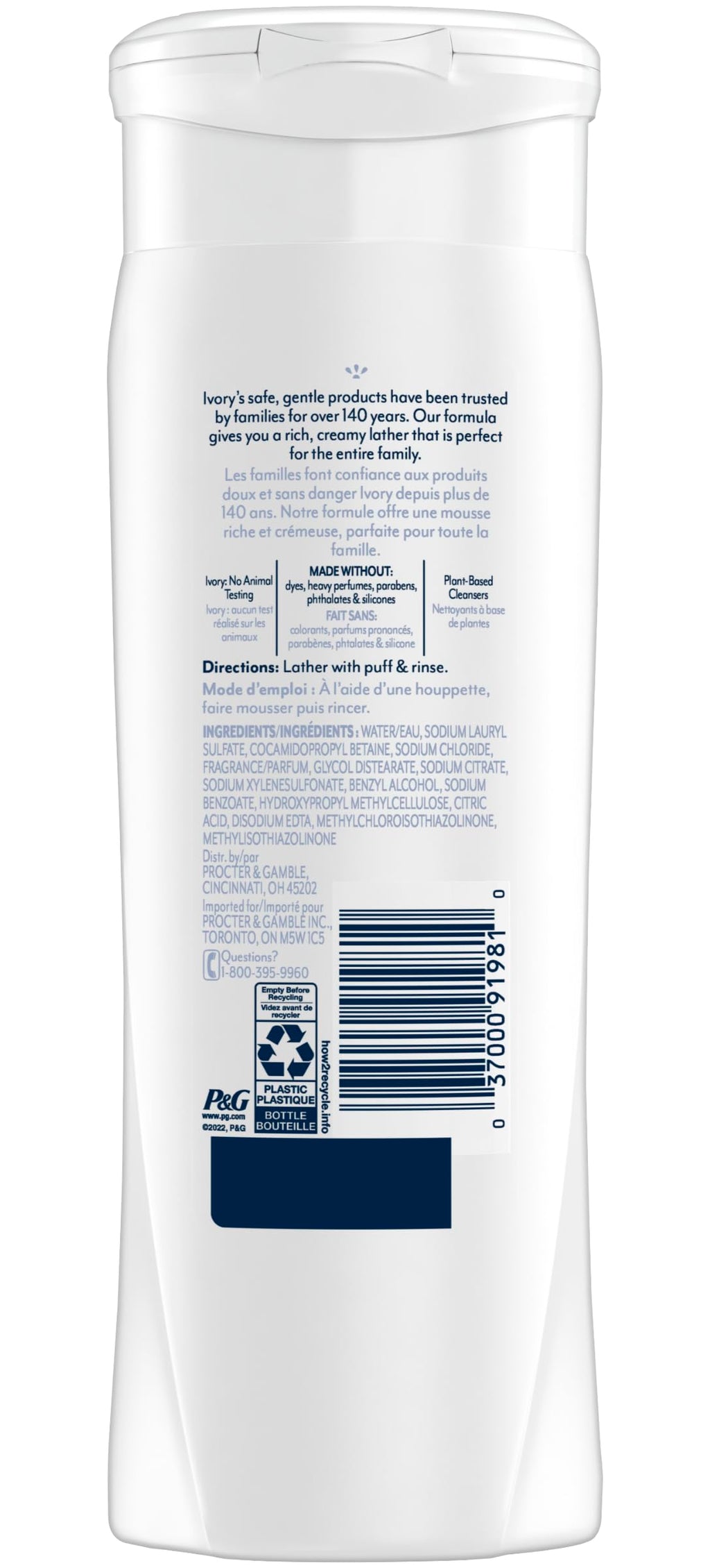 Ivory Body Wash Original – 12 oz (Pack of 3) | Dye-Free, Plant-Based Clean