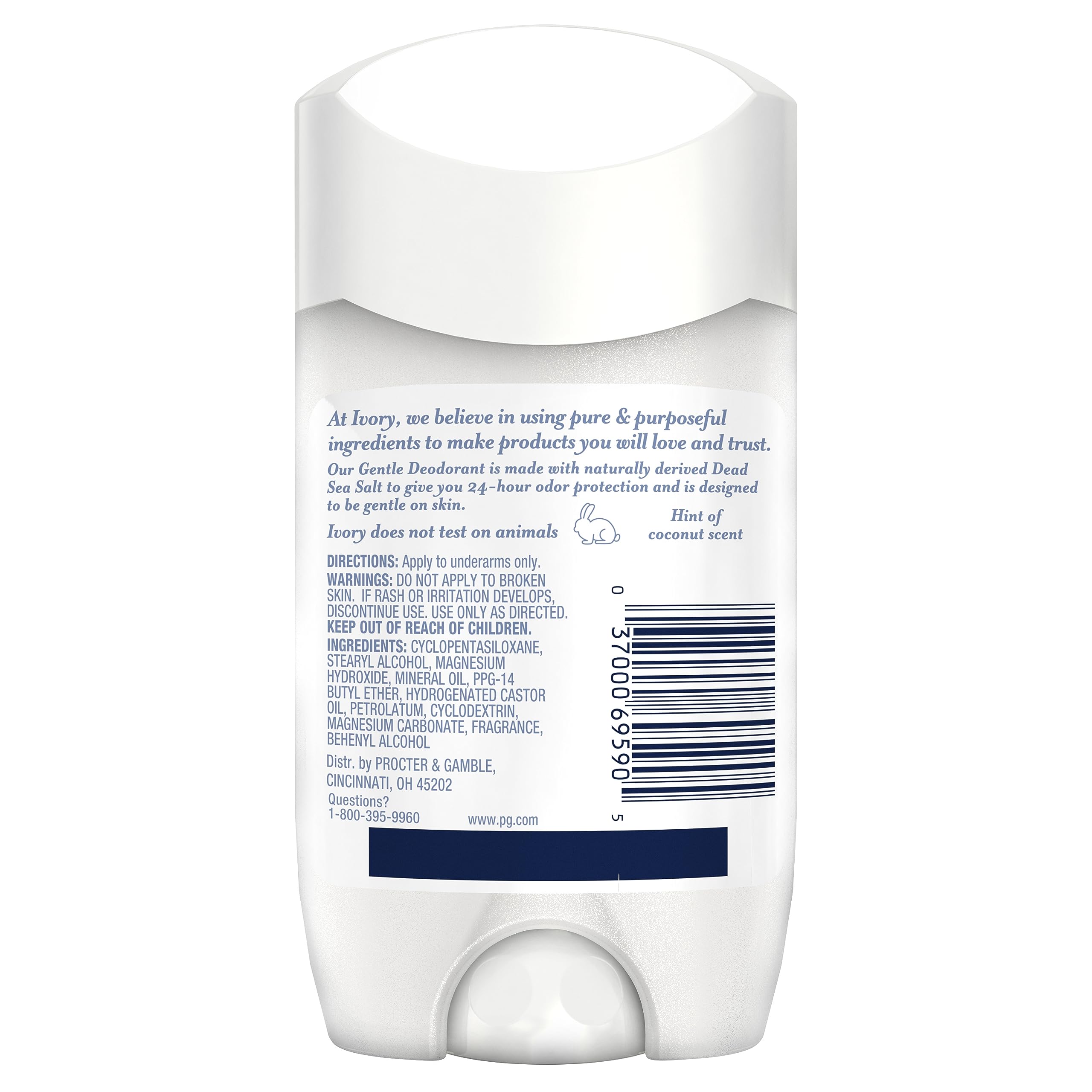 Ivory Aluminum-Free Deodorant with Hint of Aloe — 24h Odor Protection, Pack of 6