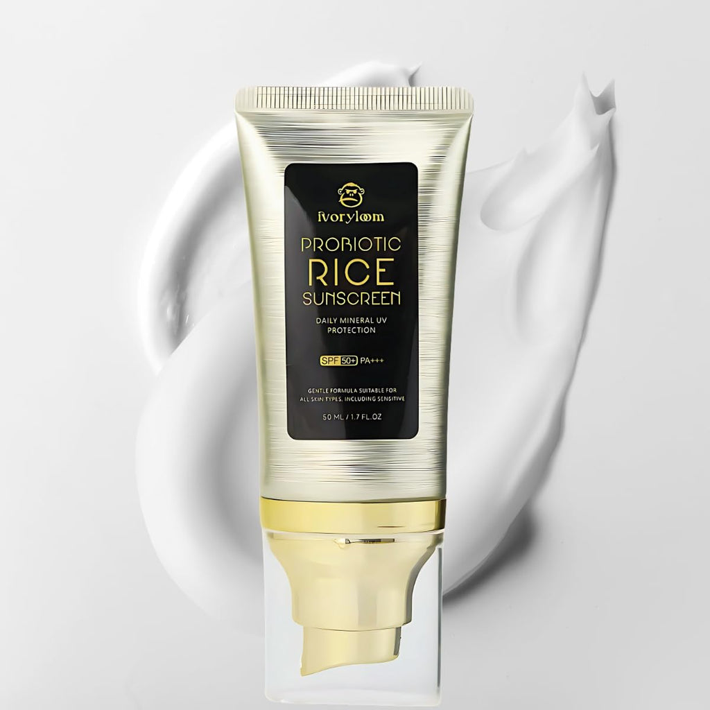Ivory Loom SPF 50 PA++++ Mineral Sunscreen | Fast Absorbing Hydration with Rice Ferment, Niacinamide, Hyaluronic Acid | Reef Safe | 1.7 oz