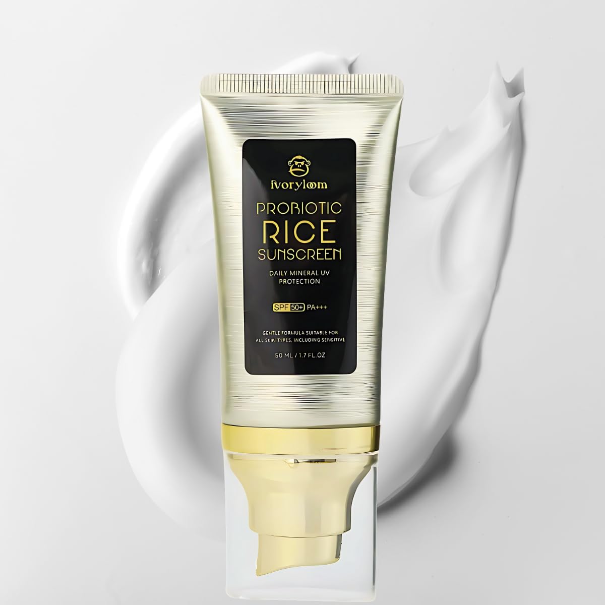Ivory Loom SPF 50 PA++++ Mineral Sunscreen | Fast Absorbing Hydration with Rice Ferment, Niacinamide, Hyaluronic Acid | Reef Safe | 1.7 oz