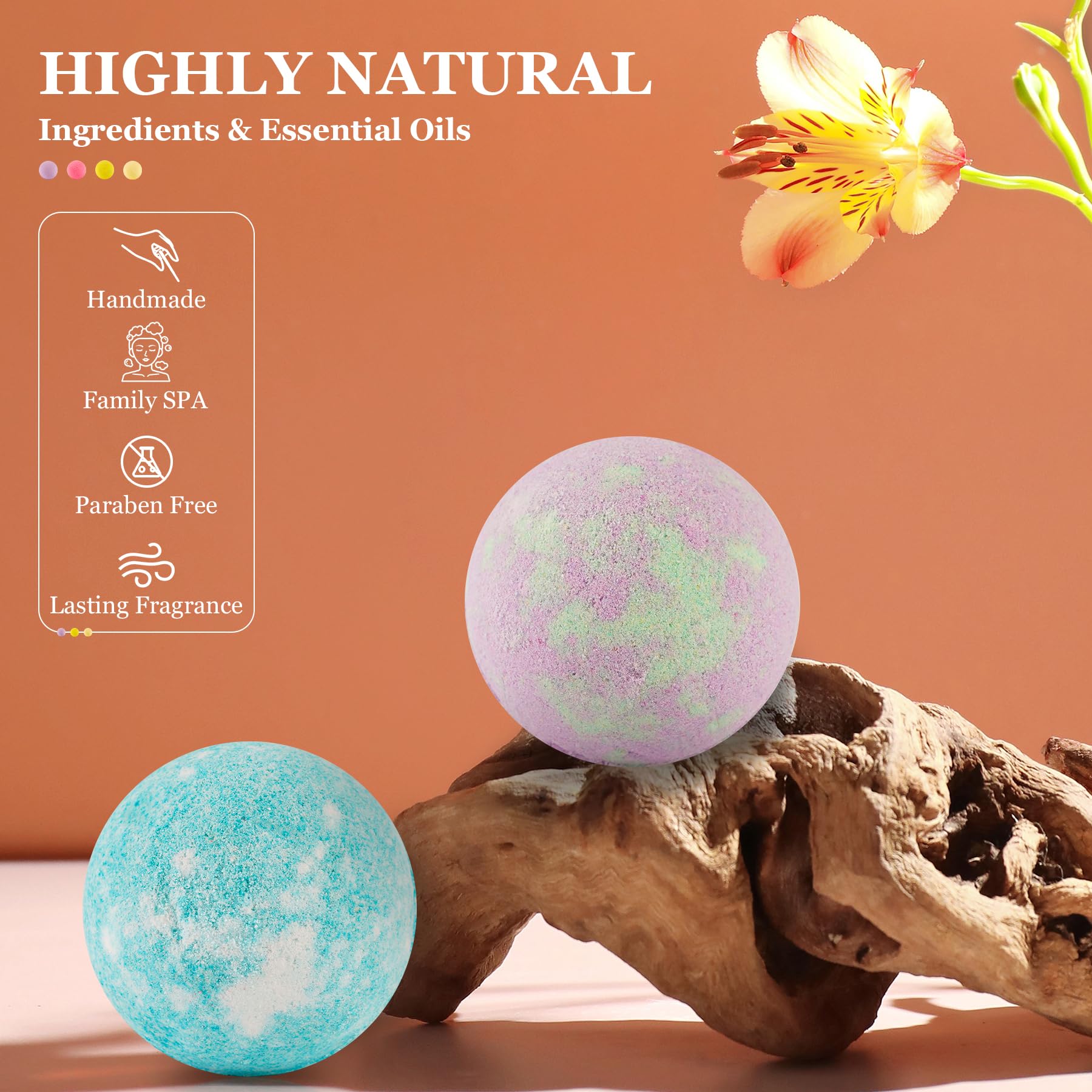 IvyWorkshop Bath Bomb Gift Set – 50 Natural Bubble Bath Bombs, 10 Scents, Handmade Spa Gift for Women