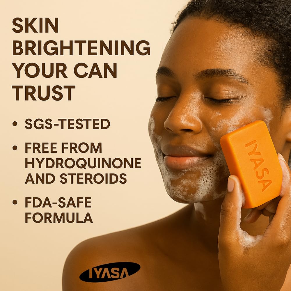IYASA Kojic Acid Soap for Dark Spots – Turmeric Brightening Bar with Vitamin C, Retinol & Shea Butter | Evens Tone & Fades Hyperpigmentation | SGS-Tested, Steroid-Free (2 Pack)