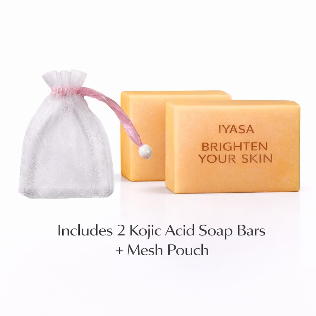 IYASA Kojic Acid Soap for Dark Spots – Turmeric Brightening Bar with Vitamin C, Retinol & Shea Butter | Evens Tone & Fades Hyperpigmentation | SGS-Tested, Steroid-Free (2 Pack)
