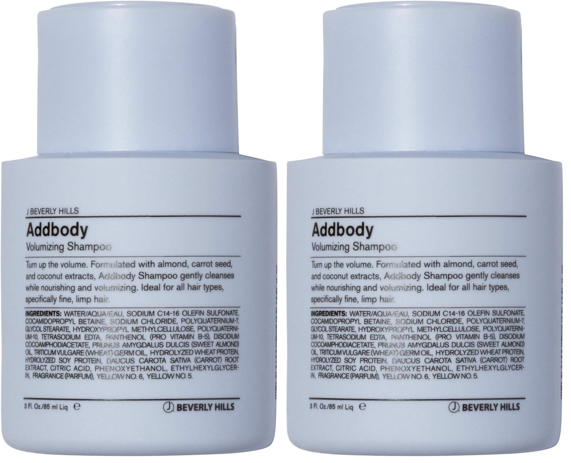 J Beverly Hills Blue Addbody Volumizing Shampoo with Vitamin E Oil, 3 Oz (Pack of 2)