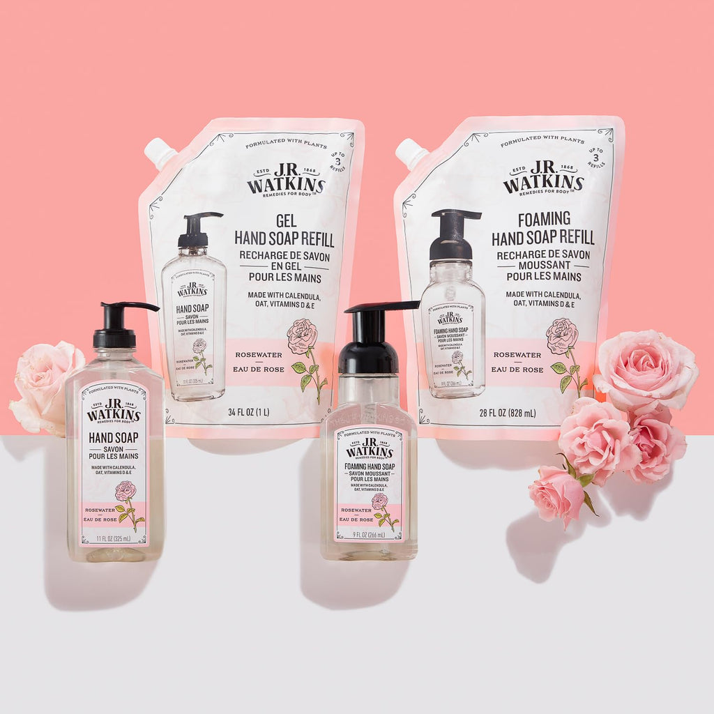 J.R. Watkins Rosewater Liquid Hand Soap Refill Pouch – 1 L