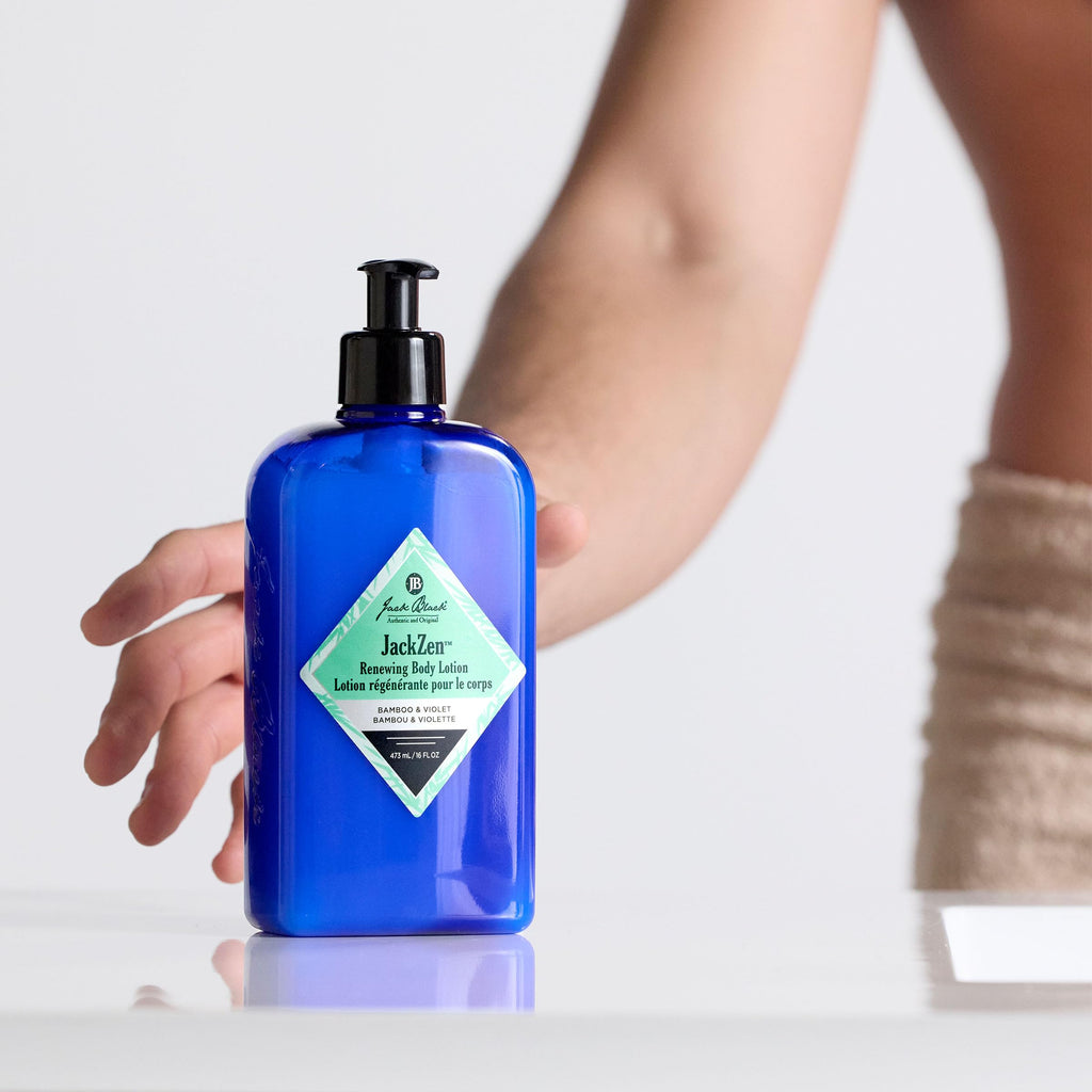 Jack Black JackZen Renewing Body Lotion for Men, 16 oz – Earthy Fragrance, Fast-Absorbing Hydration for Extremely Dry Skin