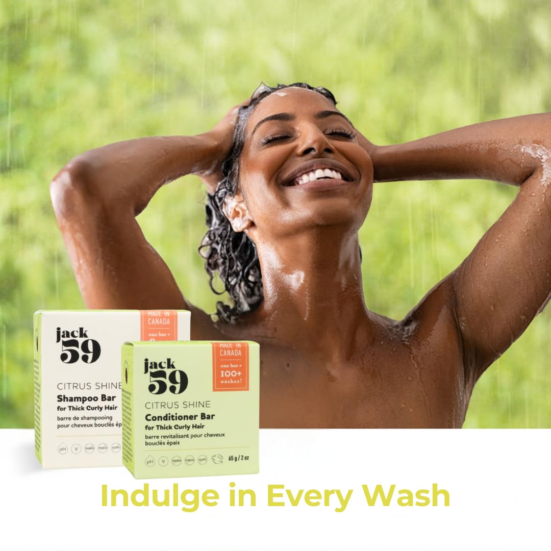Jack59 All Natural Shampoo & Conditioner Set for Thick Curly Hair – Citrus Shine