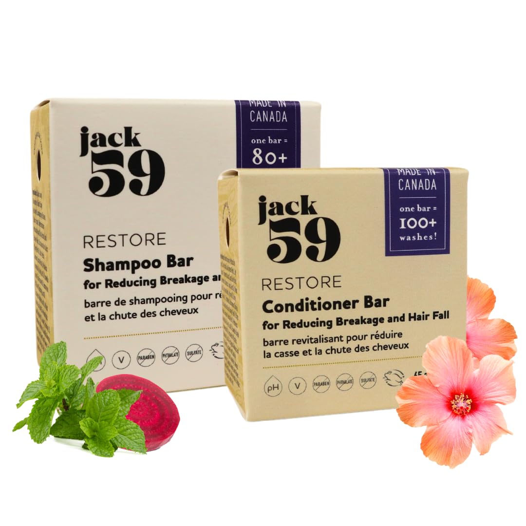Jack59 All Natural Shampoo & Conditioner Bar Set — Strengthen, Hydrate & Soothe Hair