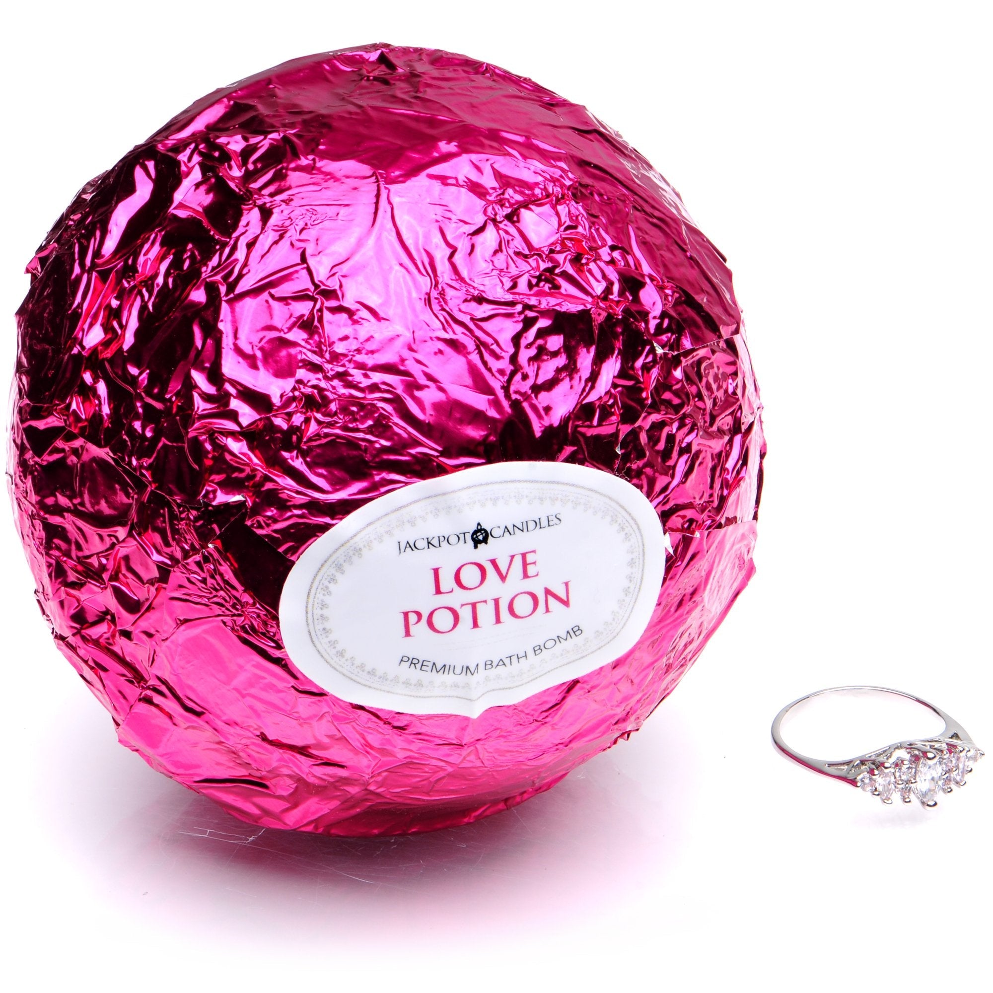 Jackpot Candles Love Potion Bath Bomb with Ring Inside – Extra Large 10 oz (USA Made)