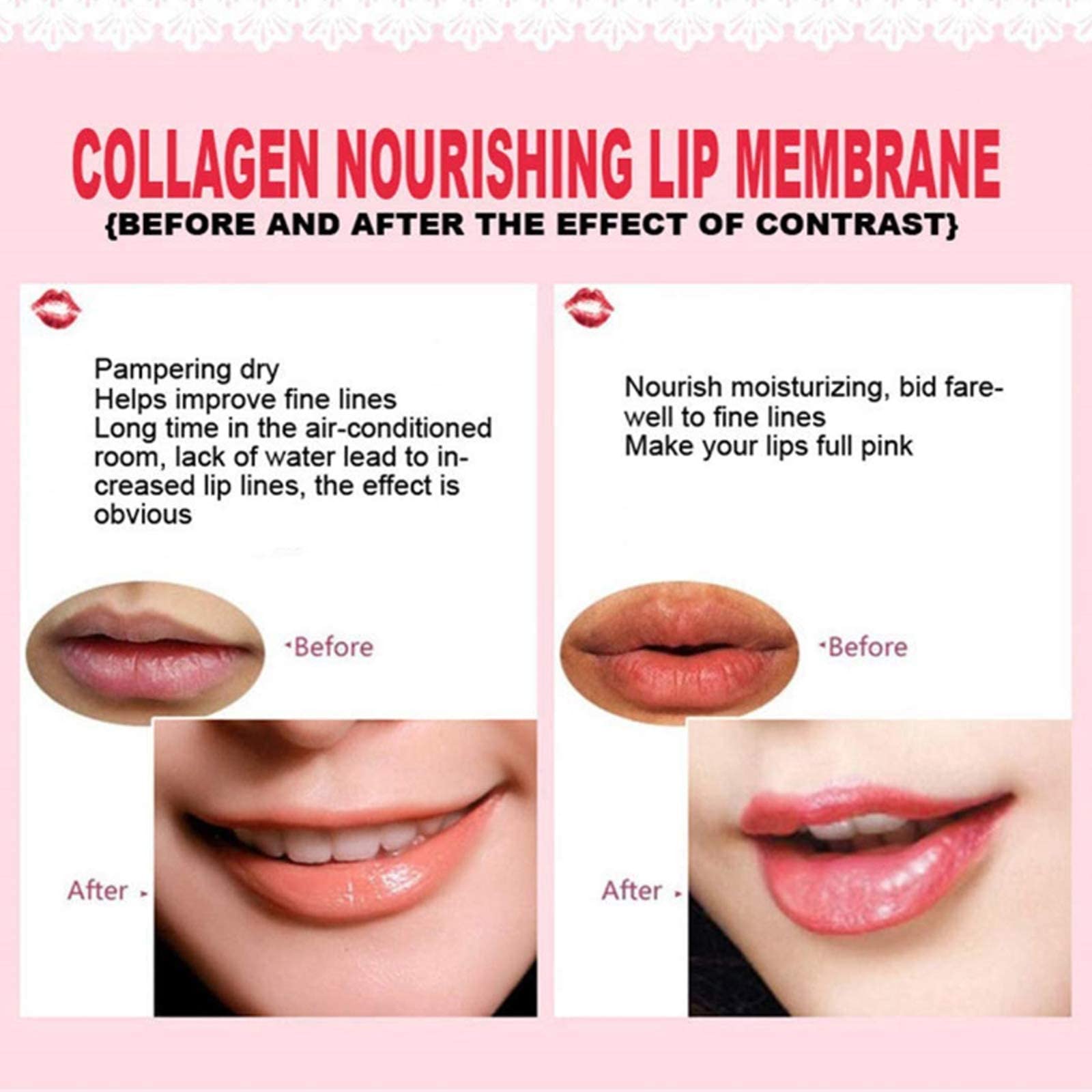 Jakuva 30PCS Collagen Lip Masks – Rose Pink Hydration & Overnight Nourishment