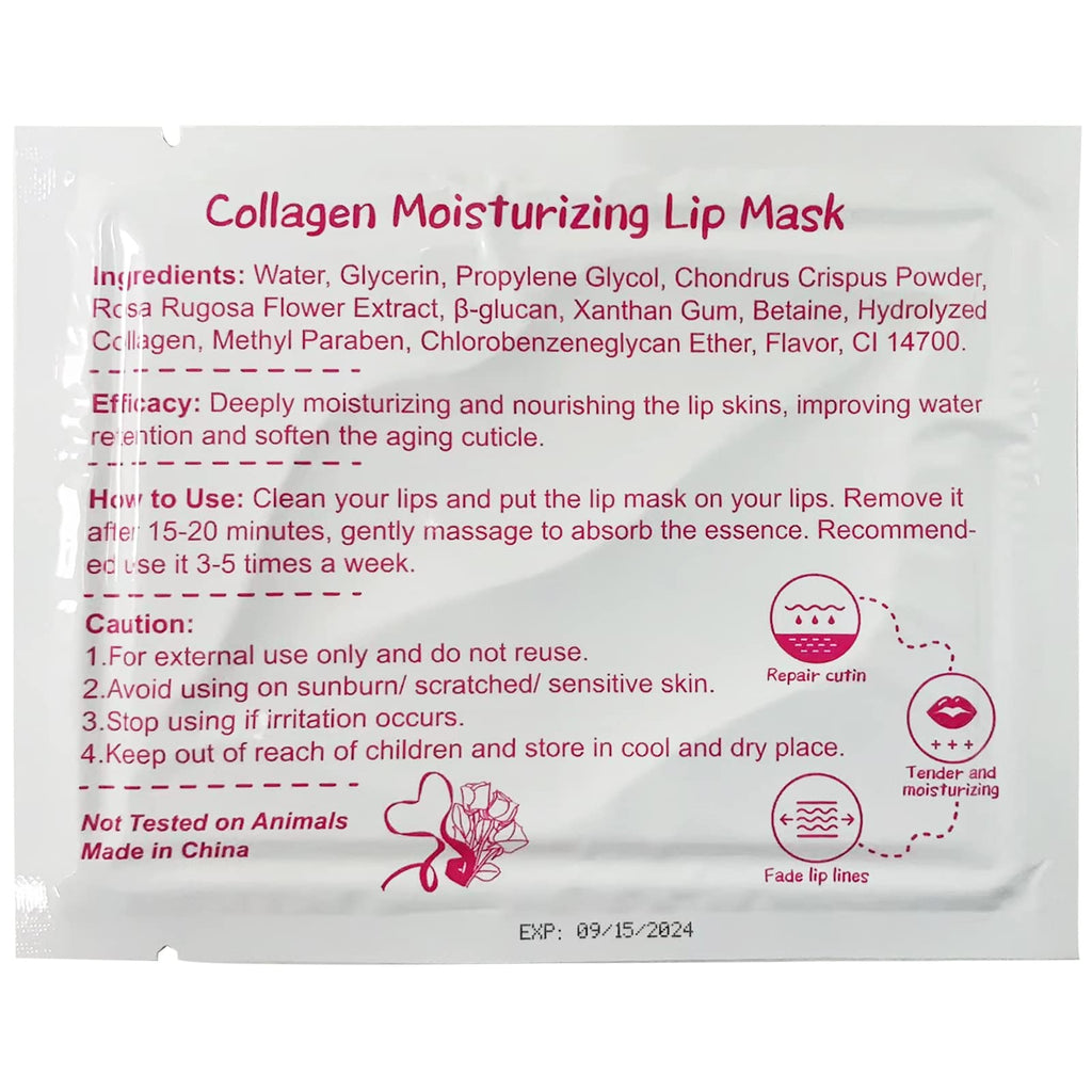 Jakuva 30PCS Collagen Lip Masks – Rose Pink Hydration & Overnight Nourishment