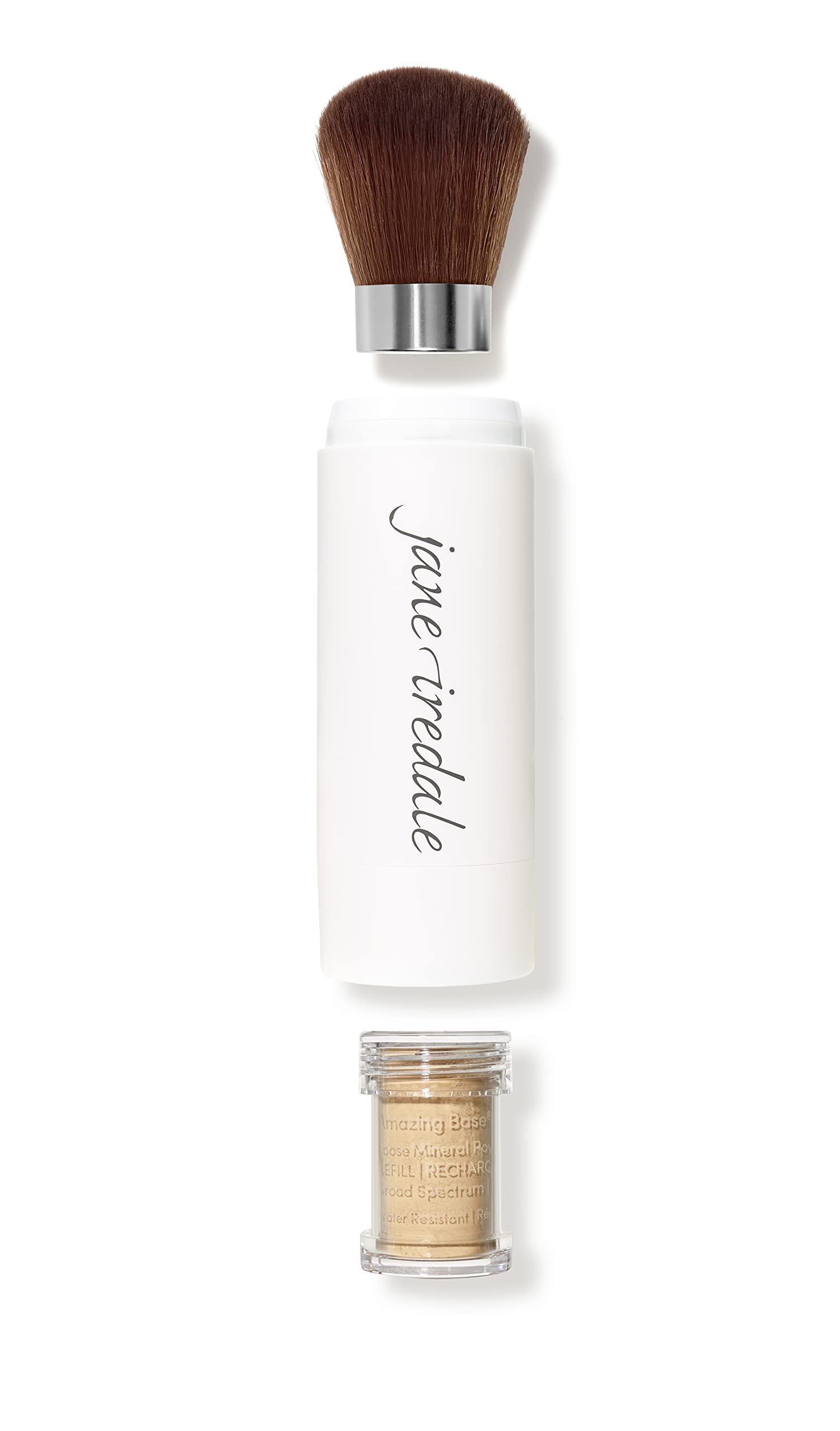Jane Iredale Amazing Base Refillable Brush – Latte, 0.18 oz | Mineral Foundation with SPF