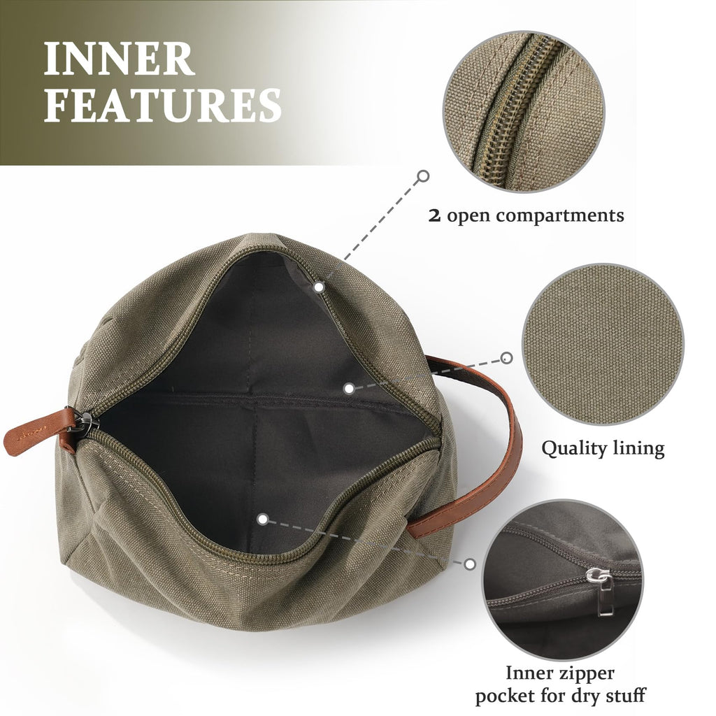Janhavi Men’s Travel Toiletry Bag – Waterproof, Engraved Initials, Olive Green