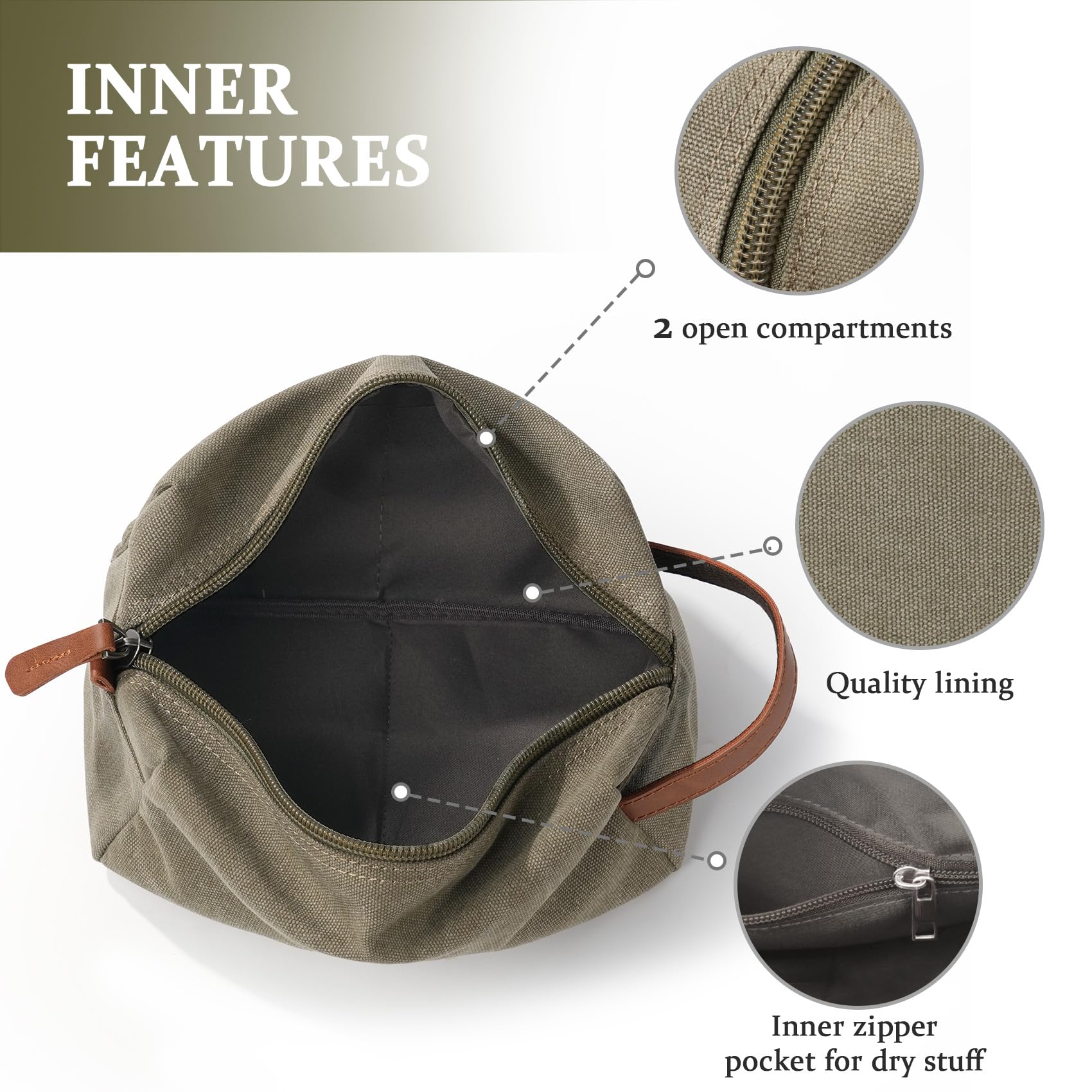 Janhavi Men’s Travel Toiletry Bag – Waterproof, Engraved Initials, Olive Green