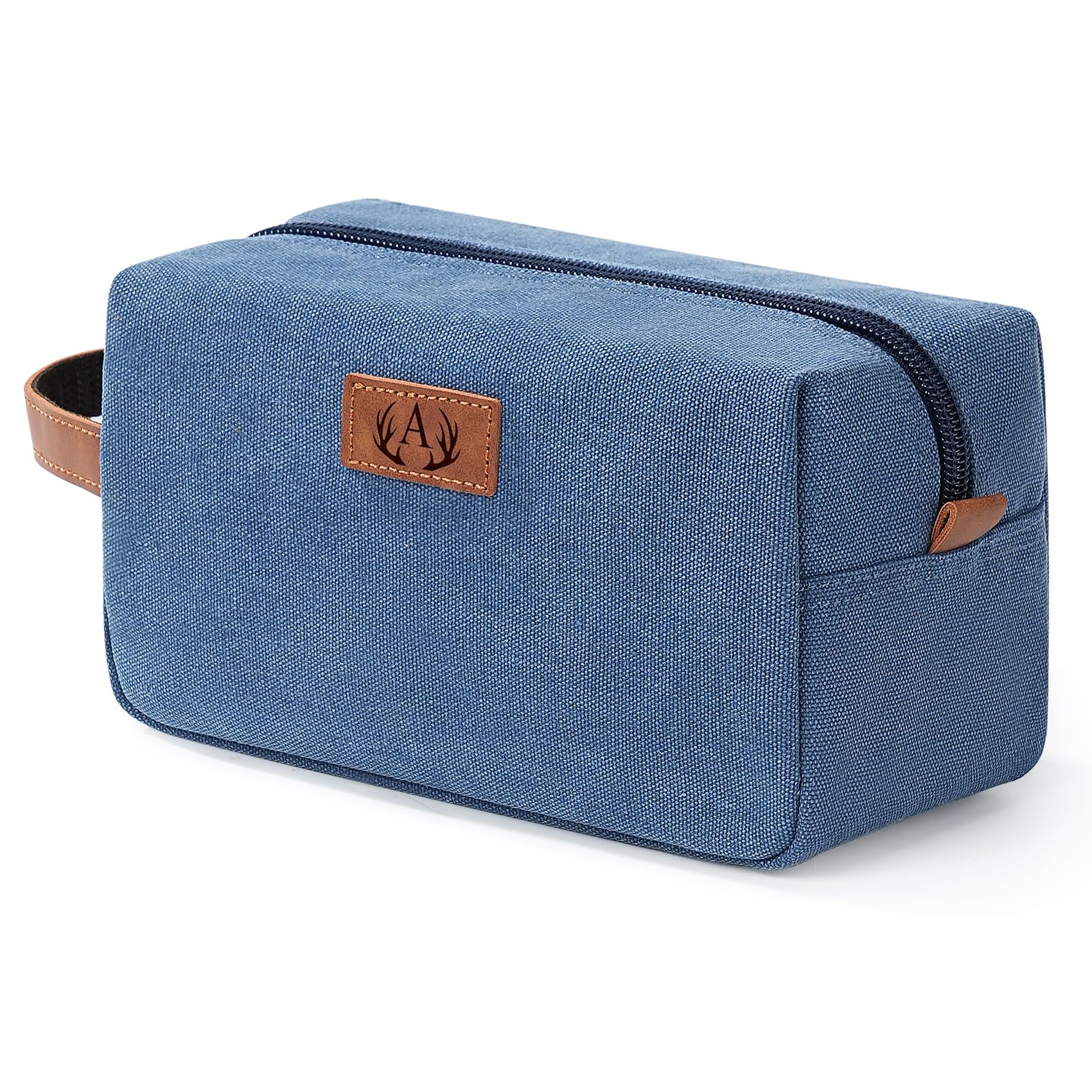Janhavi Men's Toiletry Bag – Waterproof Canvas Dopp Kit with Engraved Initials (Blue)