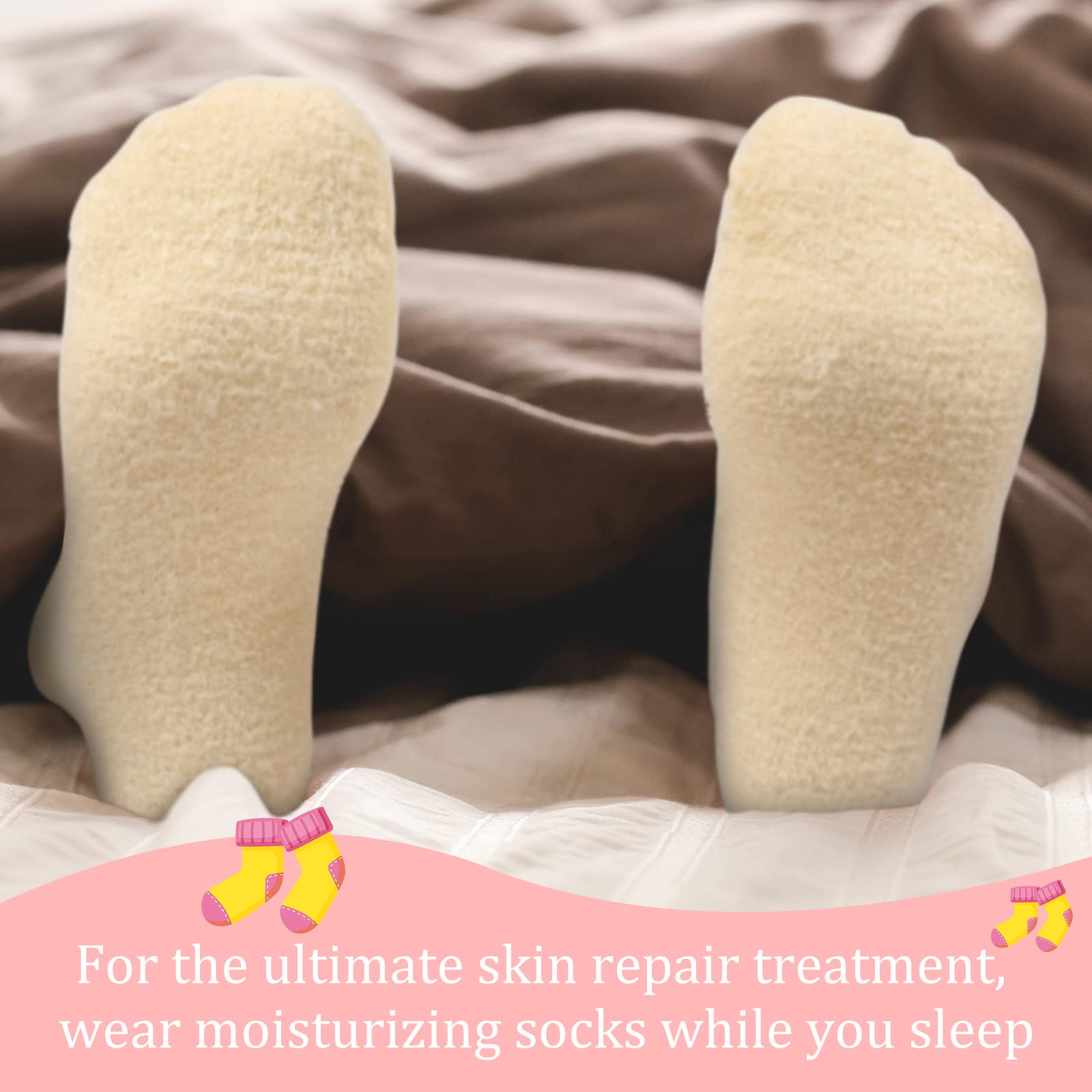 Janmercy 3 Pairs Aloe Socks – Moisturizing Spa-Infused Gel Fuzzy Sleep Socks | Non-Slip Foot Care for Women & Men