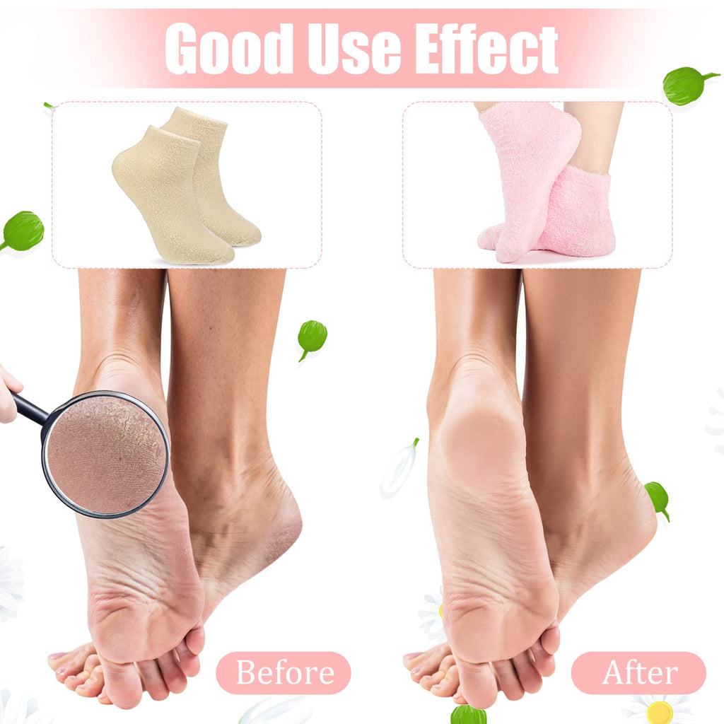 Janmercy 3 Pairs Aloe Socks – Moisturizing Spa-Infused Gel Fuzzy Sleep Socks | Non-Slip Foot Care for Women & Men